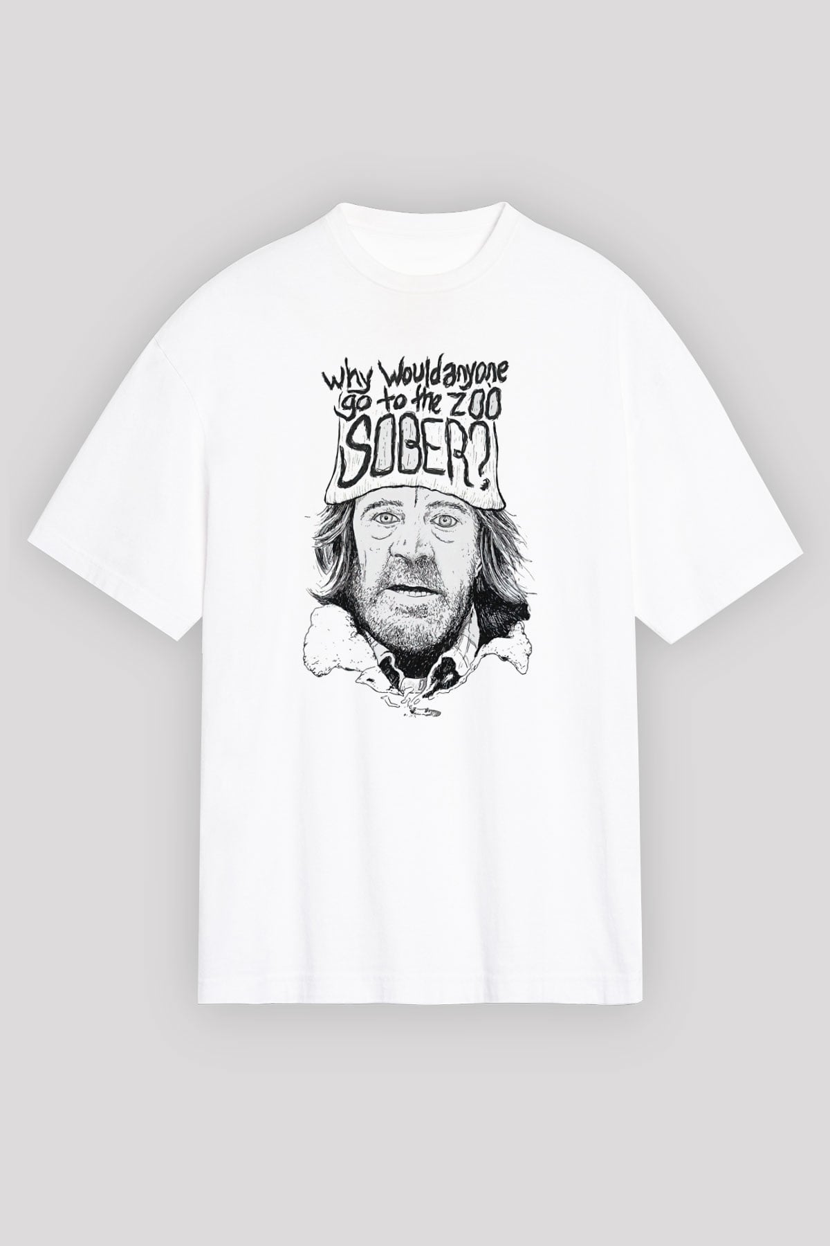 Shameless Baskılı Beyaz Unisex Oversize Tişört - Tshirt
