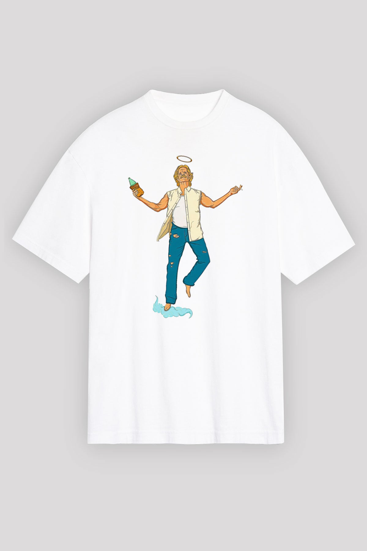 Shameless Baskılı Beyaz Unisex Oversize Tişört - Tshirt