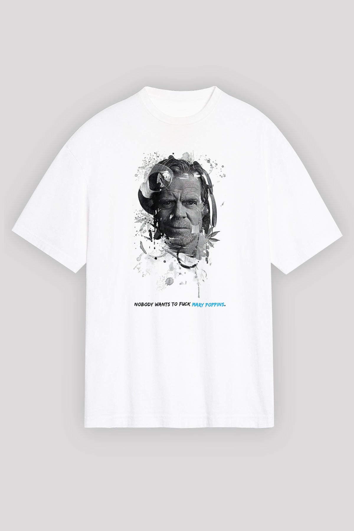 Shameless Baskılı Beyaz Unisex Oversize Tişört - Tshirt