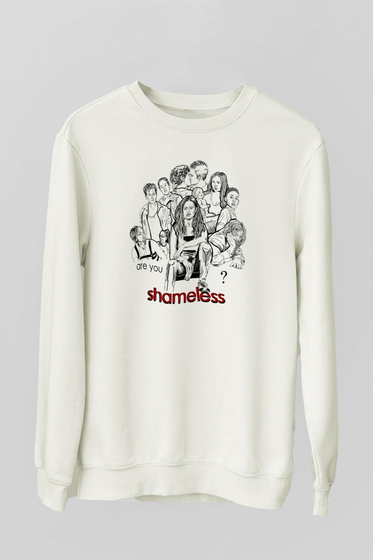 Shameless Baskılı Beyaz Unisex Sweatshirt
