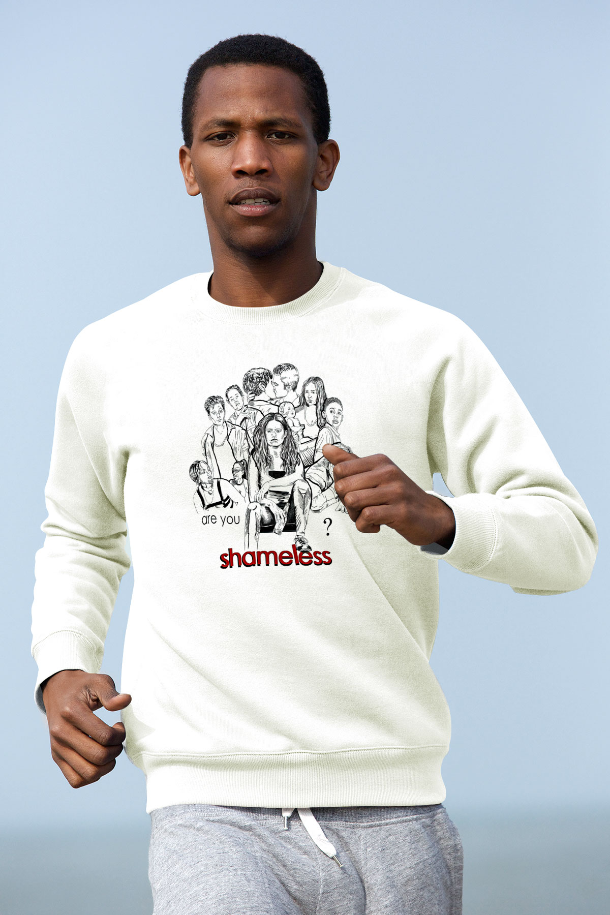 Shameless Baskılı Beyaz Unisex Sweatshirt