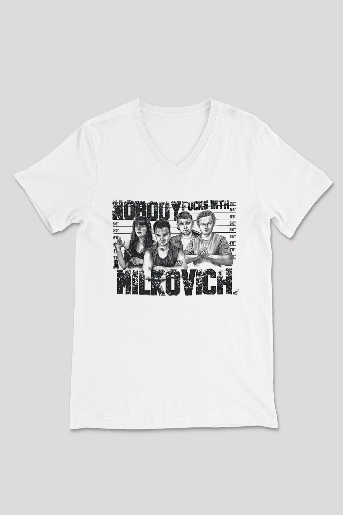 Shameless Baskılı Beyaz Unisex V Yaka Tişört - Tshirt