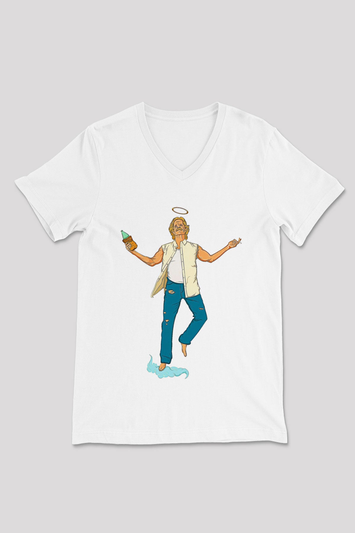 Shameless Baskılı Beyaz Unisex V Yaka Tişört - Tshirt