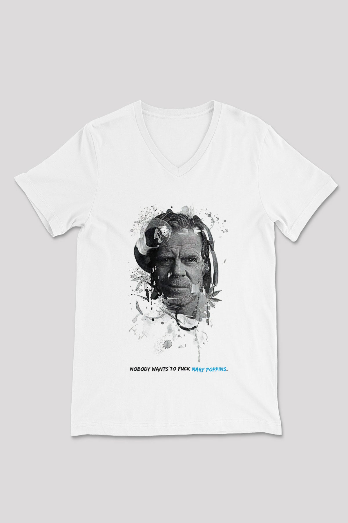 Shameless Baskılı Beyaz Unisex V Yaka Tişört - Tshirt