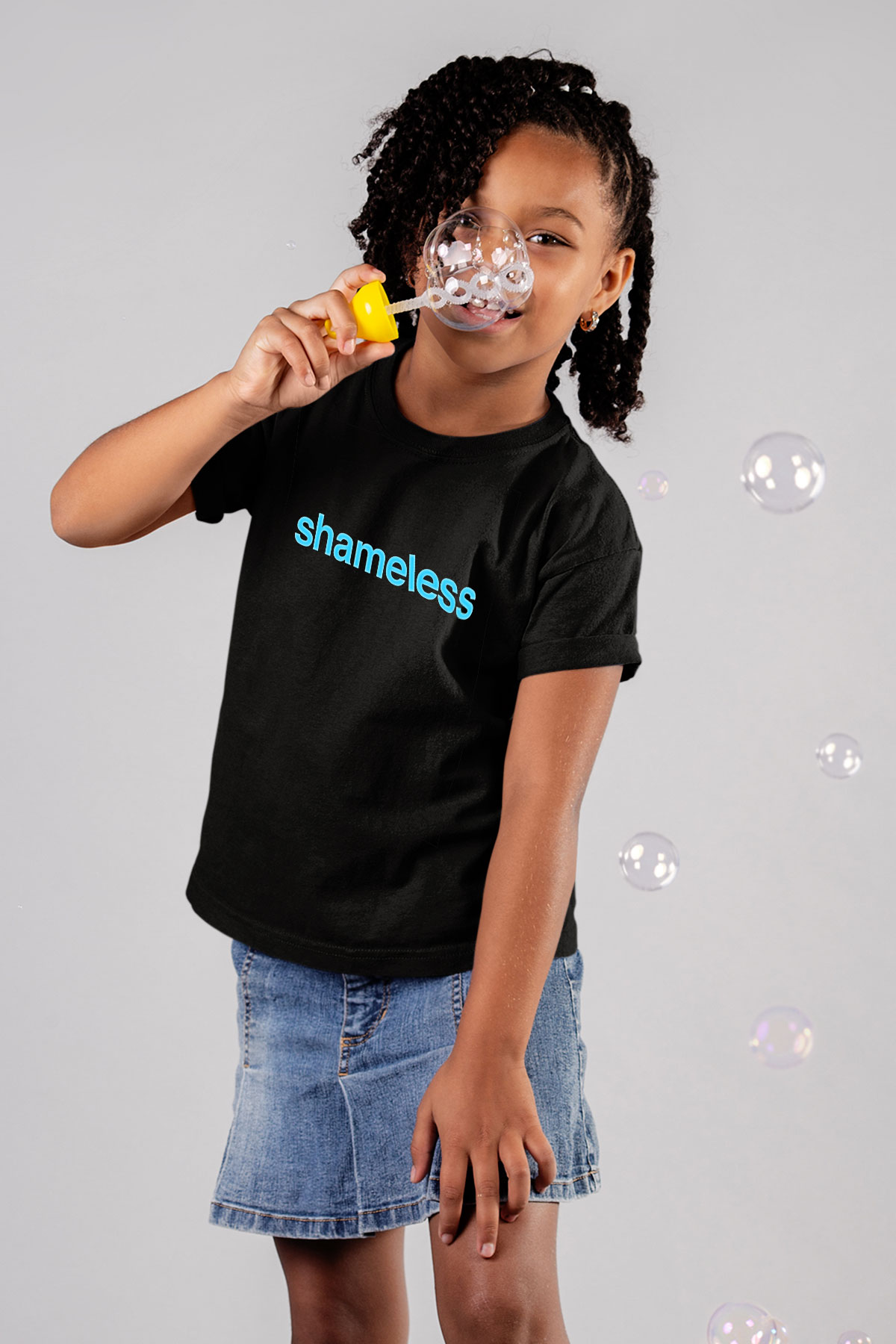 Shameless Baskılı Unisex Siyah Çocuk Tişört - Tshirt