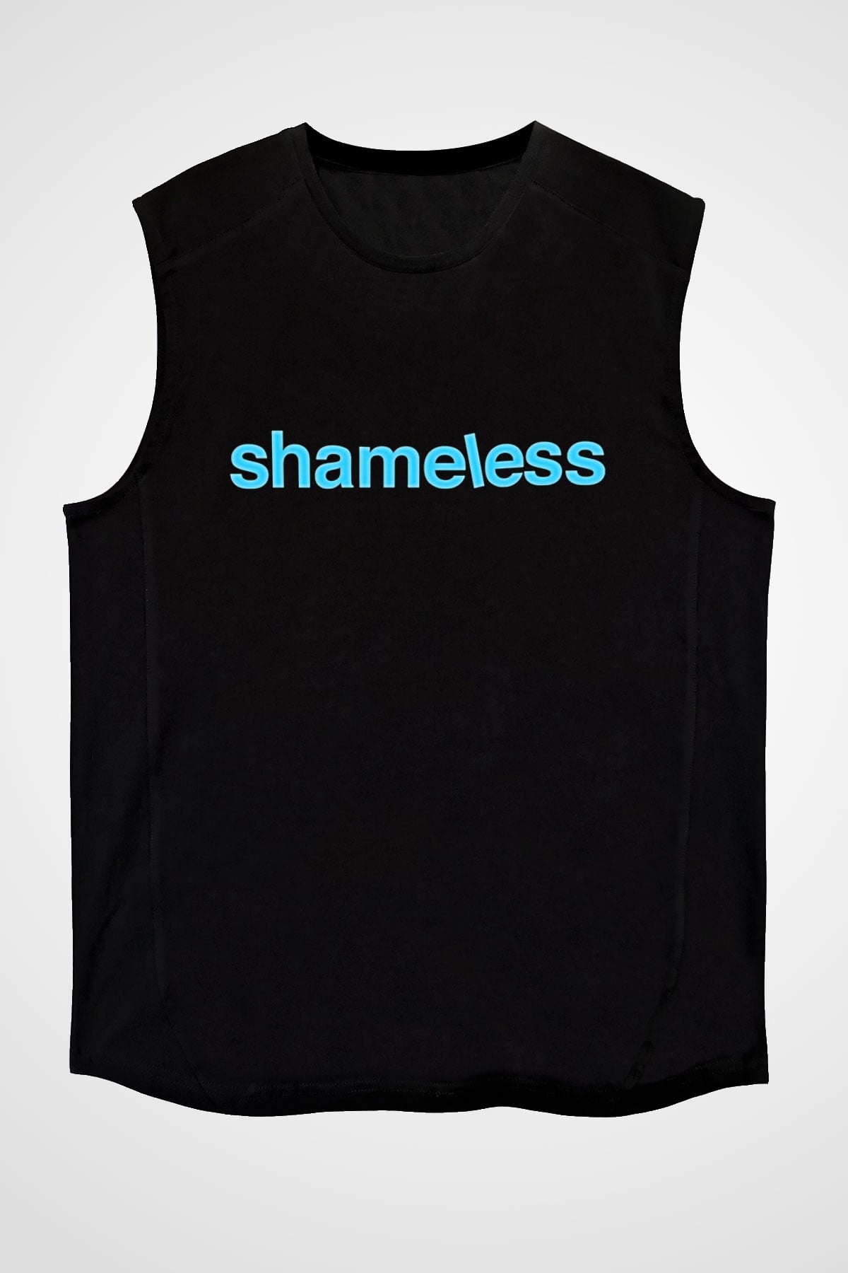 Shameless Baskılı Unisex Siyah Kolsuz Tişört - Tshirt