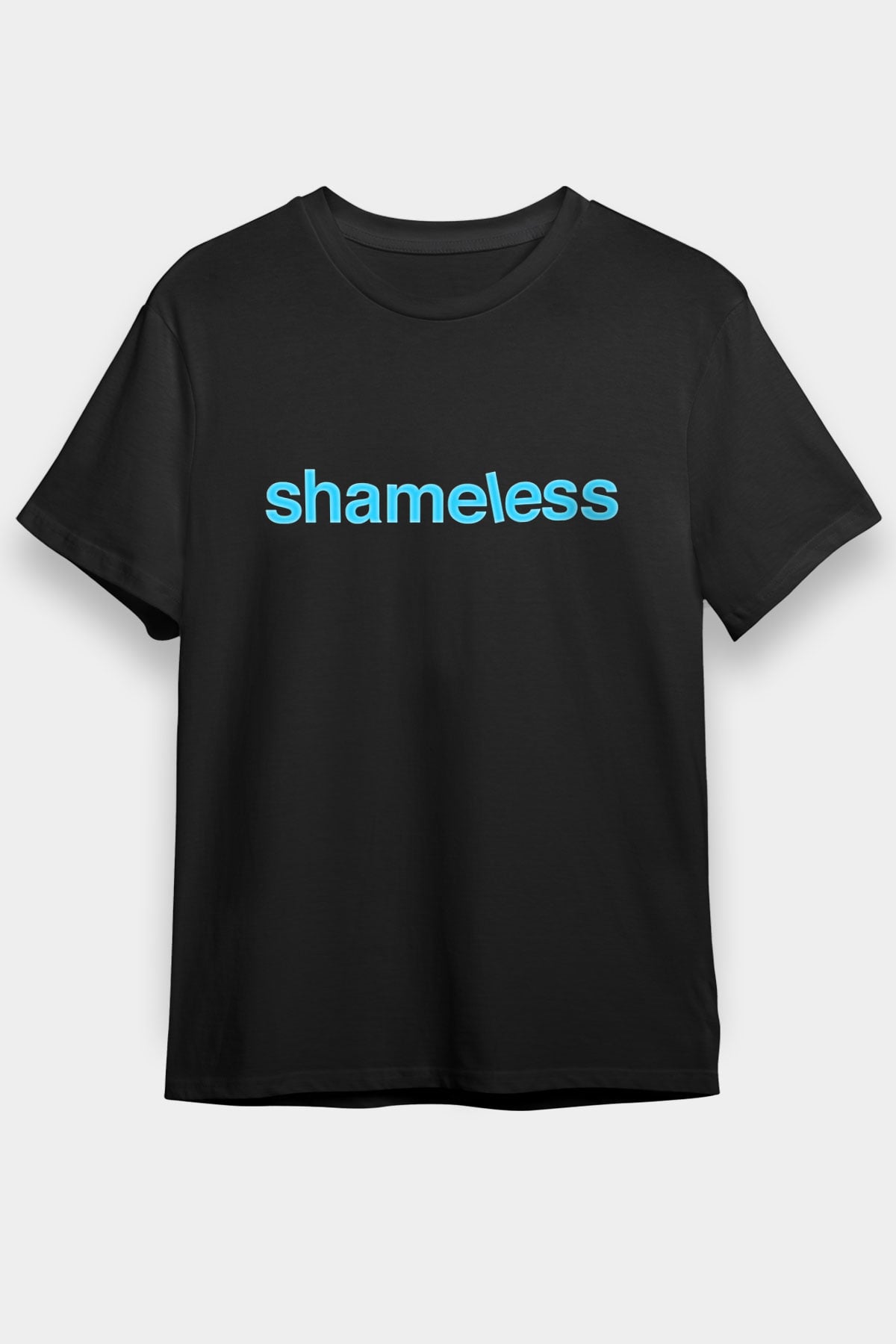 Shameless Baskılı Unisex Siyah Tişört - Tshirt