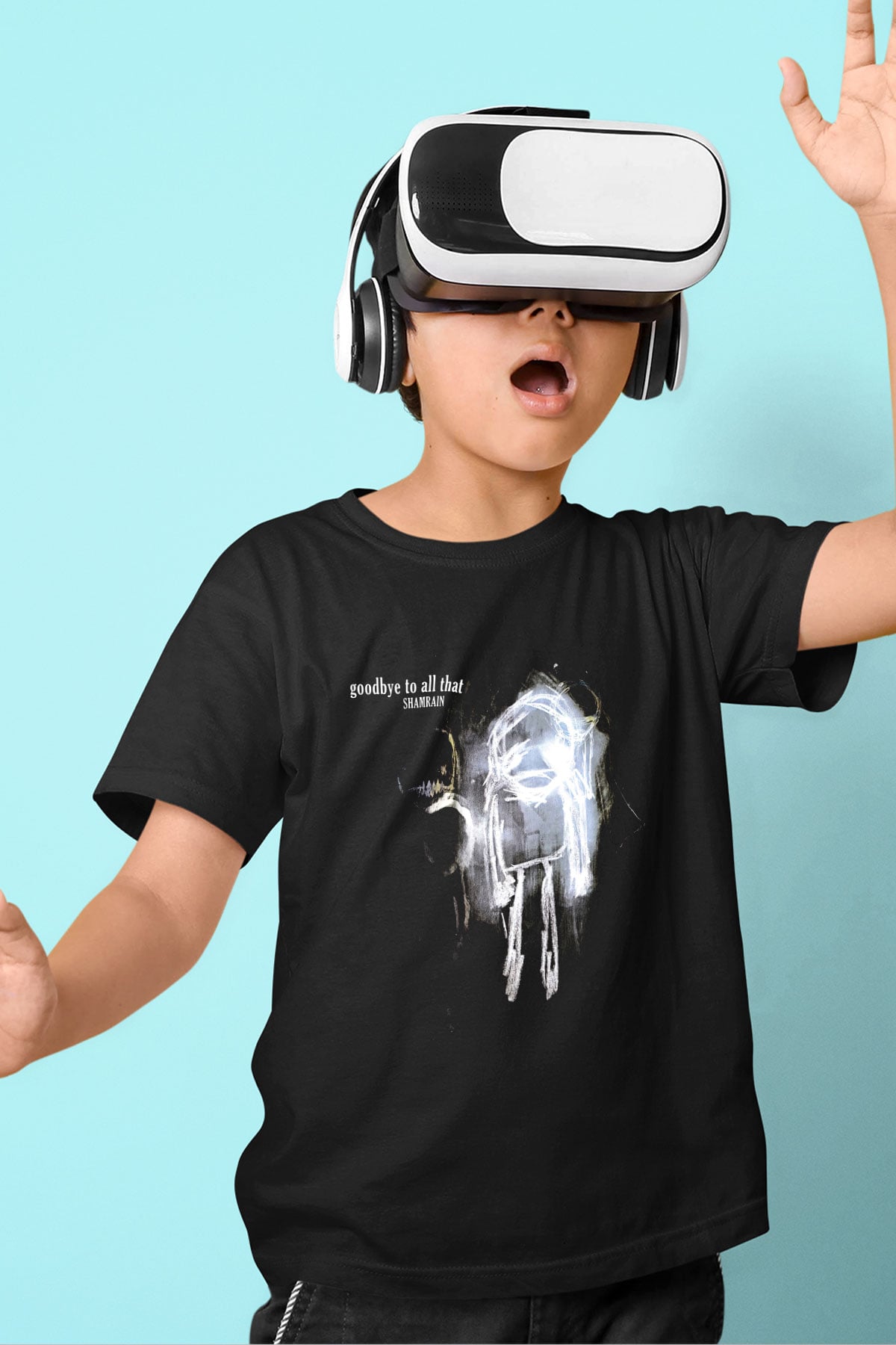 Shamrain Baskılı Unisex Siyah Çocuk Tişört - Tshirt