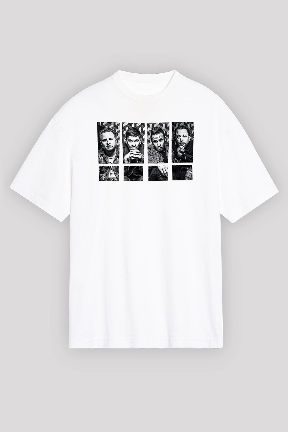 Shamrain Baskılı Unisex Siyah Oversize Tişört - Tshirt