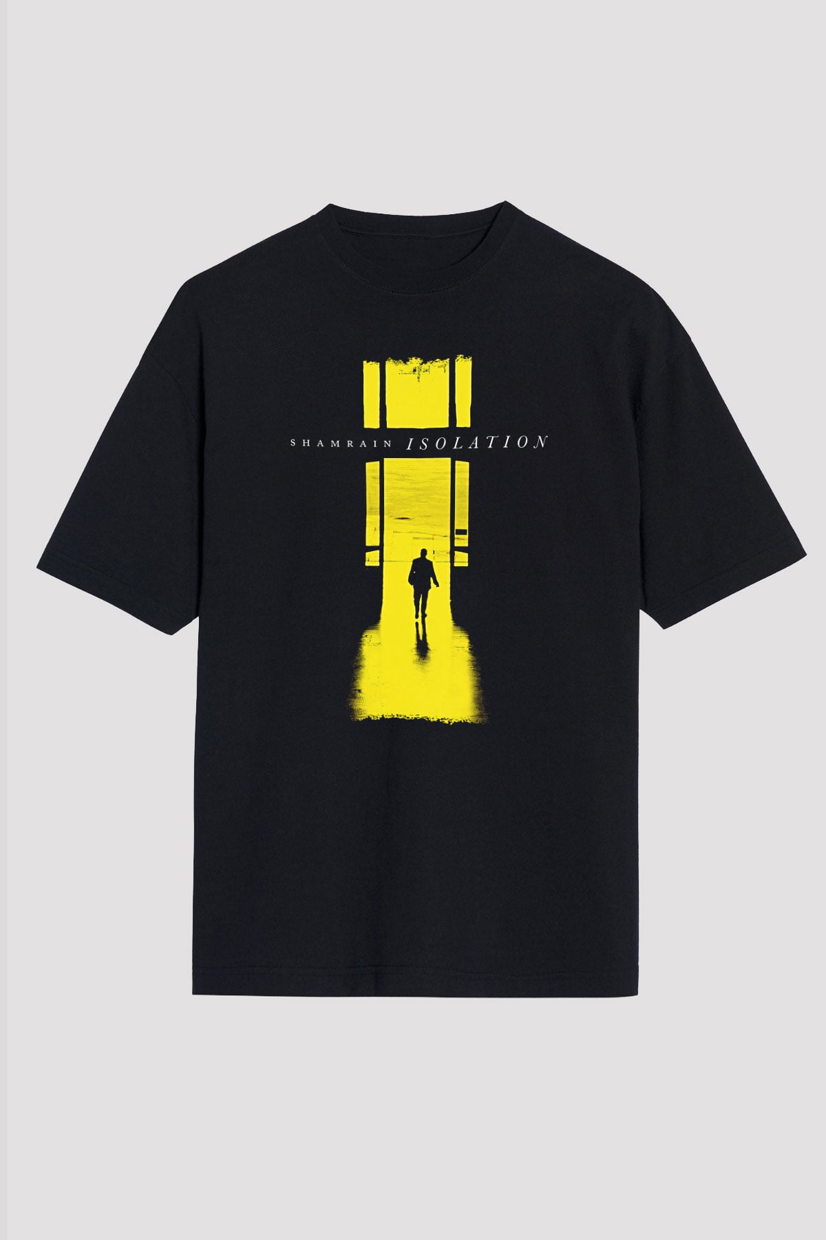 Shamrain Baskılı Unisex Siyah Oversize Tişört - Tshirt