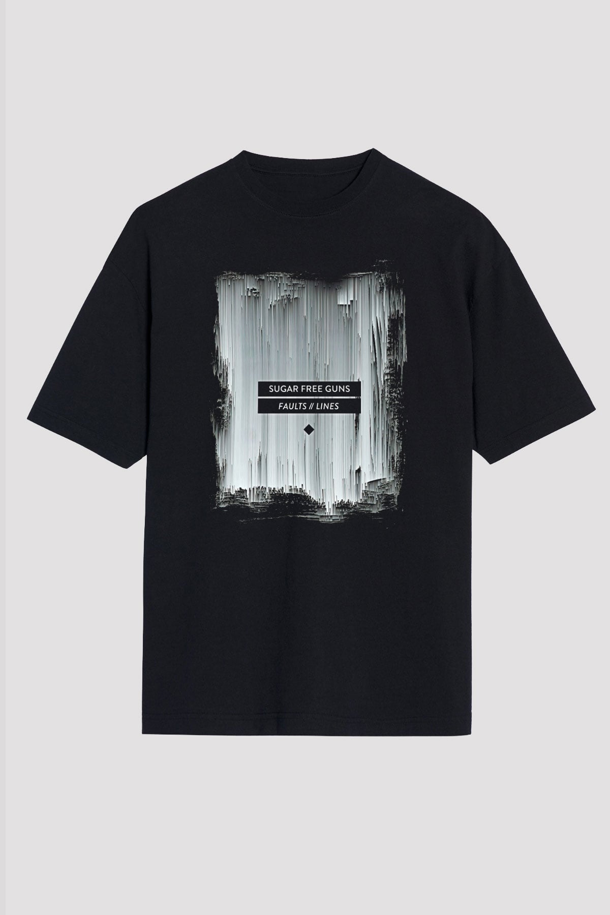 Shamrain Baskılı Unisex Siyah Oversize Tişört - Tshirt