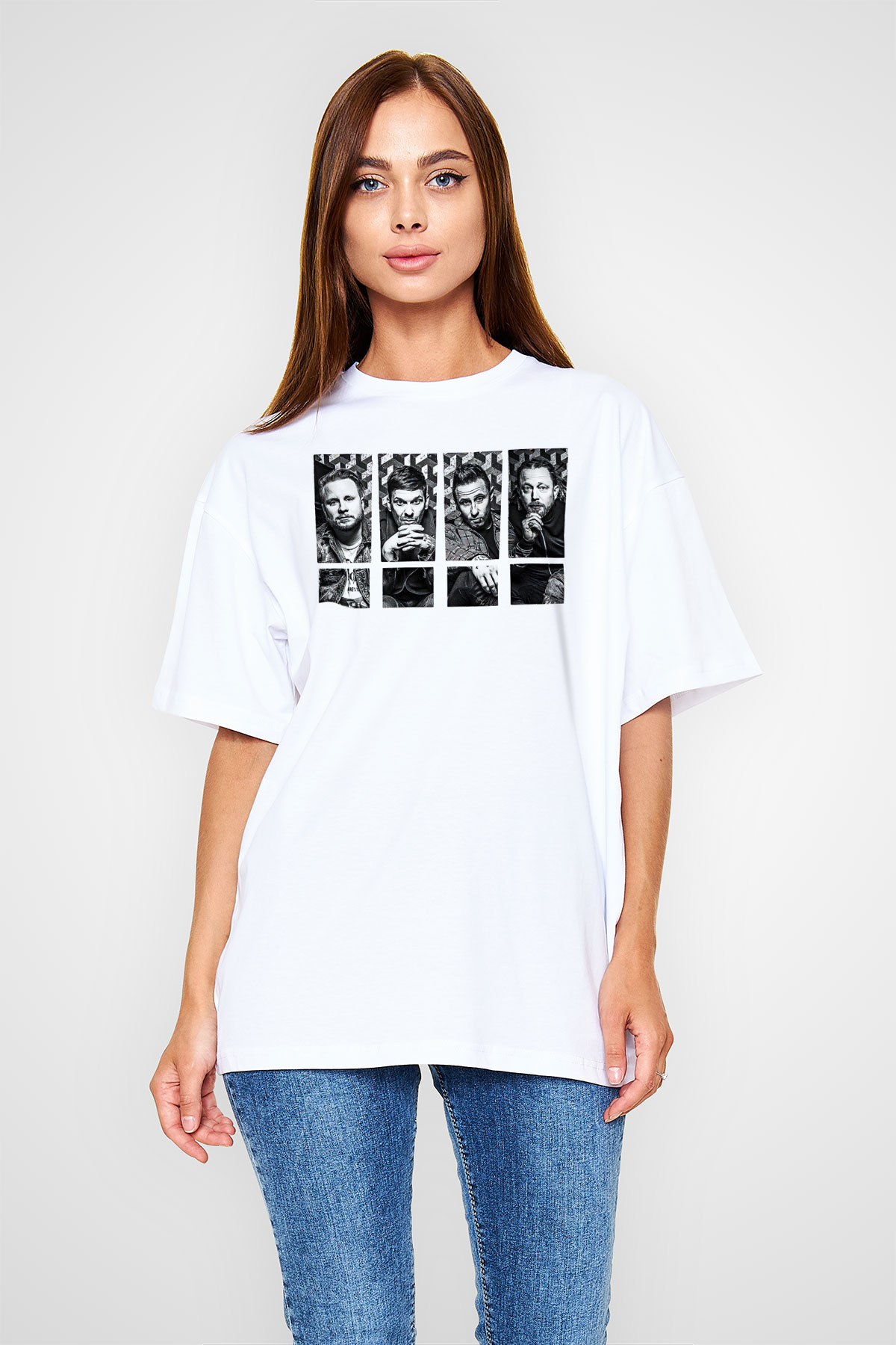 Shamrain Baskılı Unisex Siyah Oversize Tişört - Tshirt
