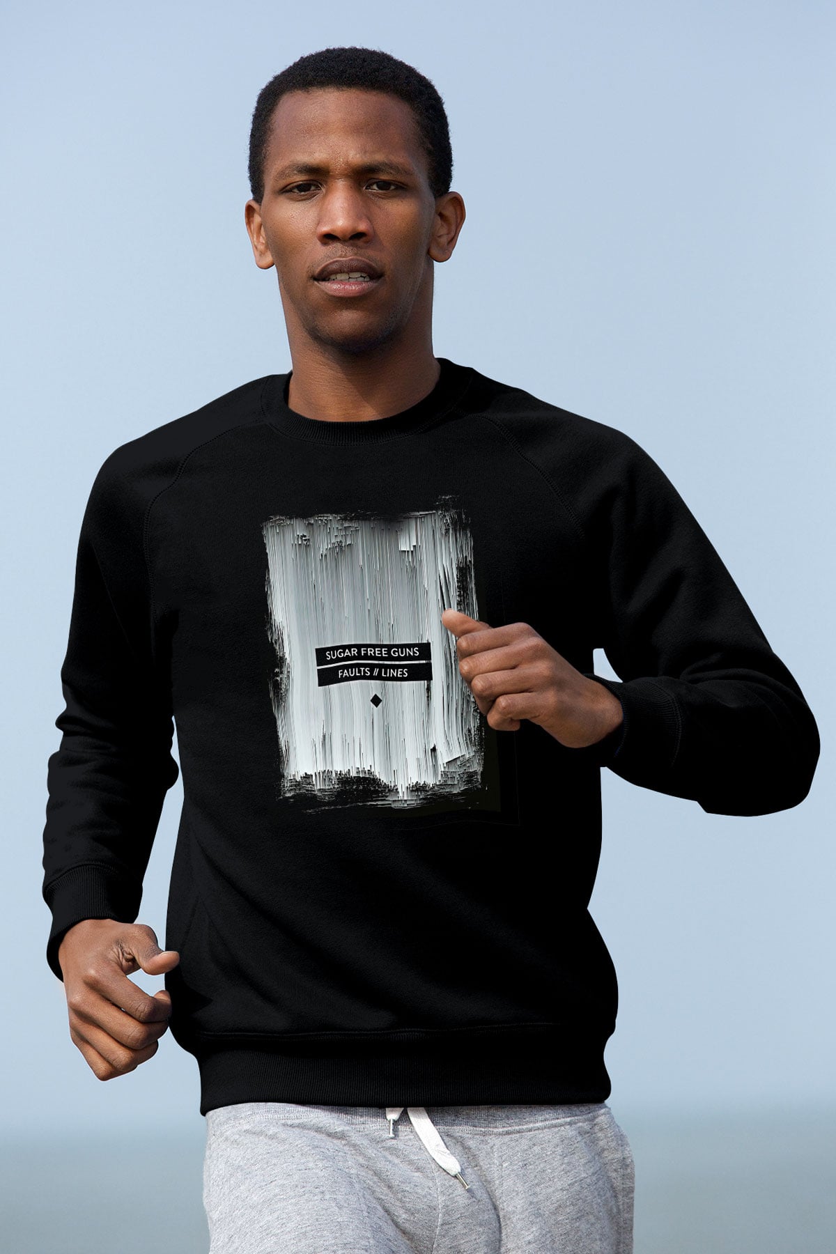Shamrain Baskılı Unisex Siyah Sweatshirt