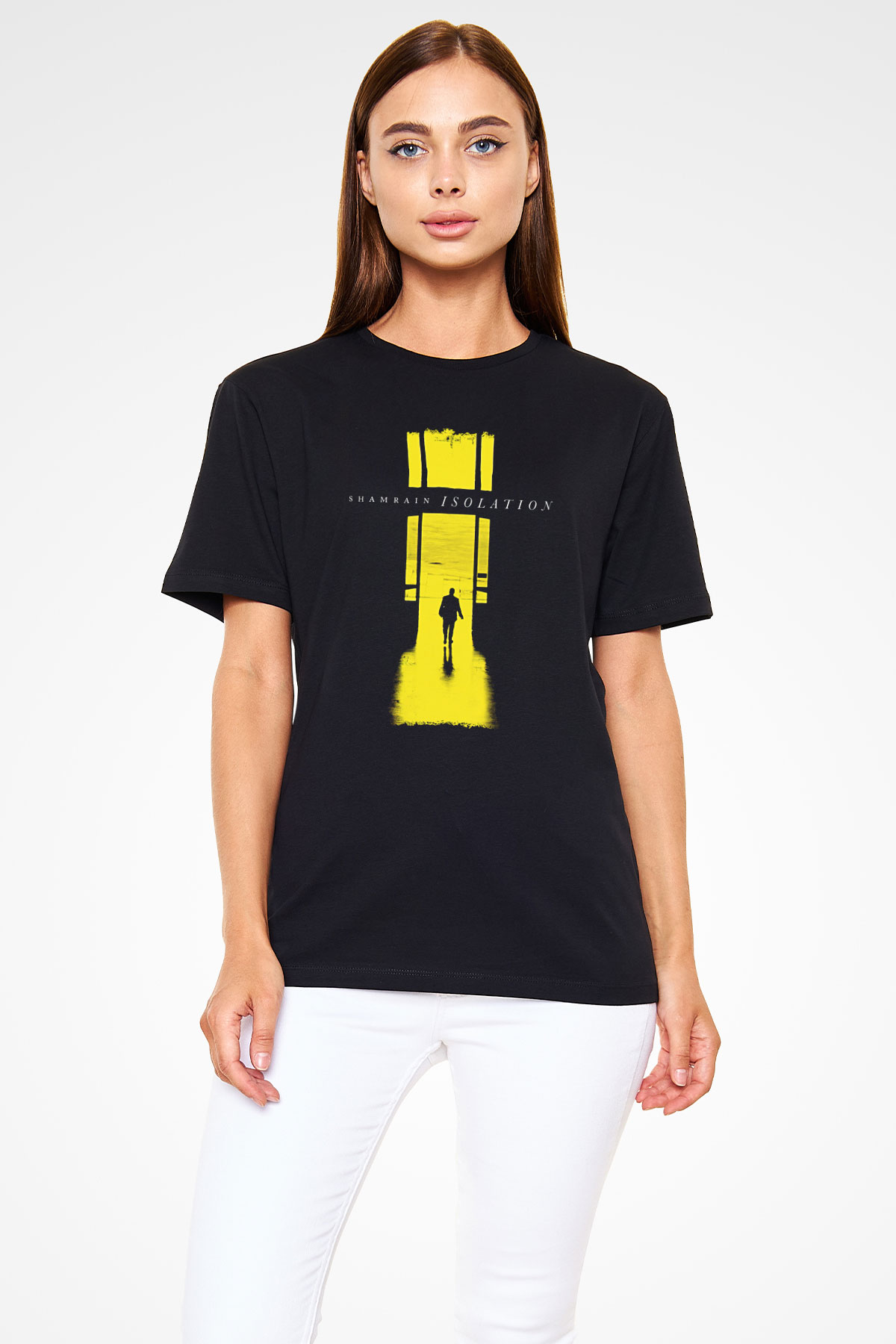 Shamrain Baskılı Unisex Siyah Tişört - Tshirt