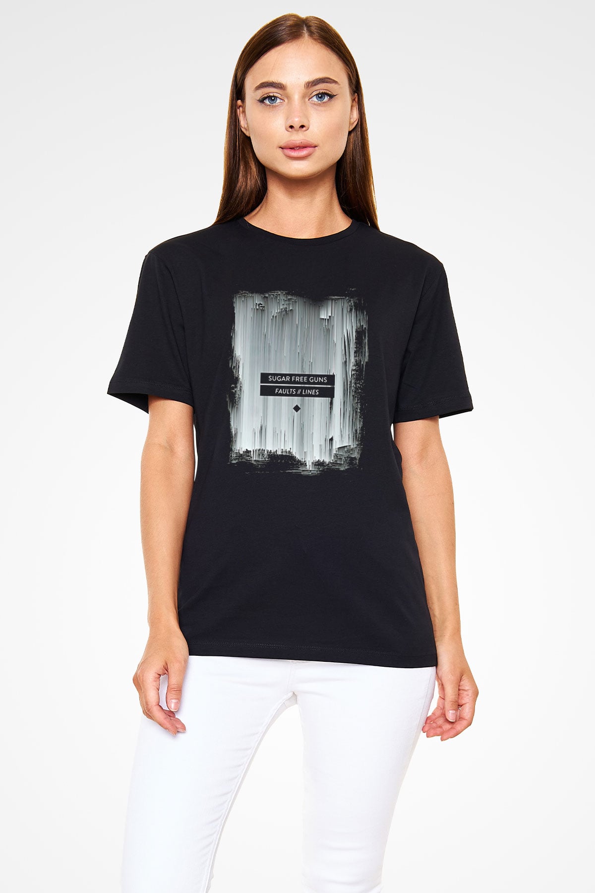 Shamrain Baskılı Unisex Siyah Tişört - Tshirt
