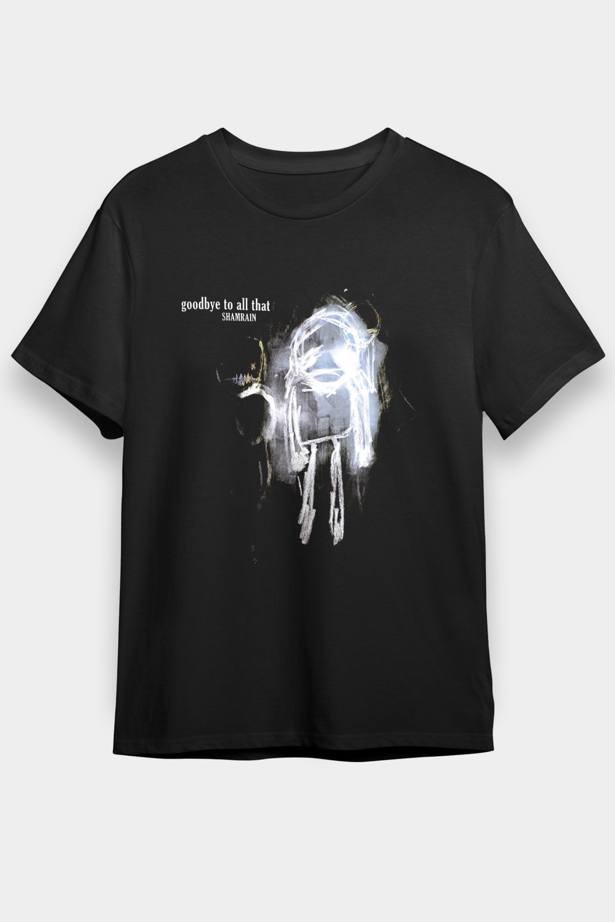 Shamrain Baskılı Unisex Siyah Tişört - Tshirt