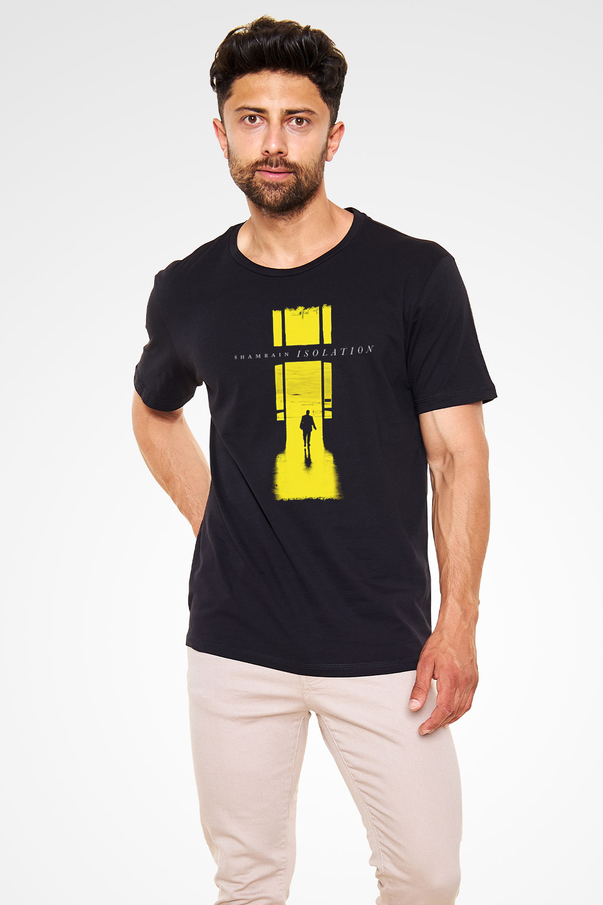 Shamrain Baskılı Unisex Siyah Tişört - Tshirt