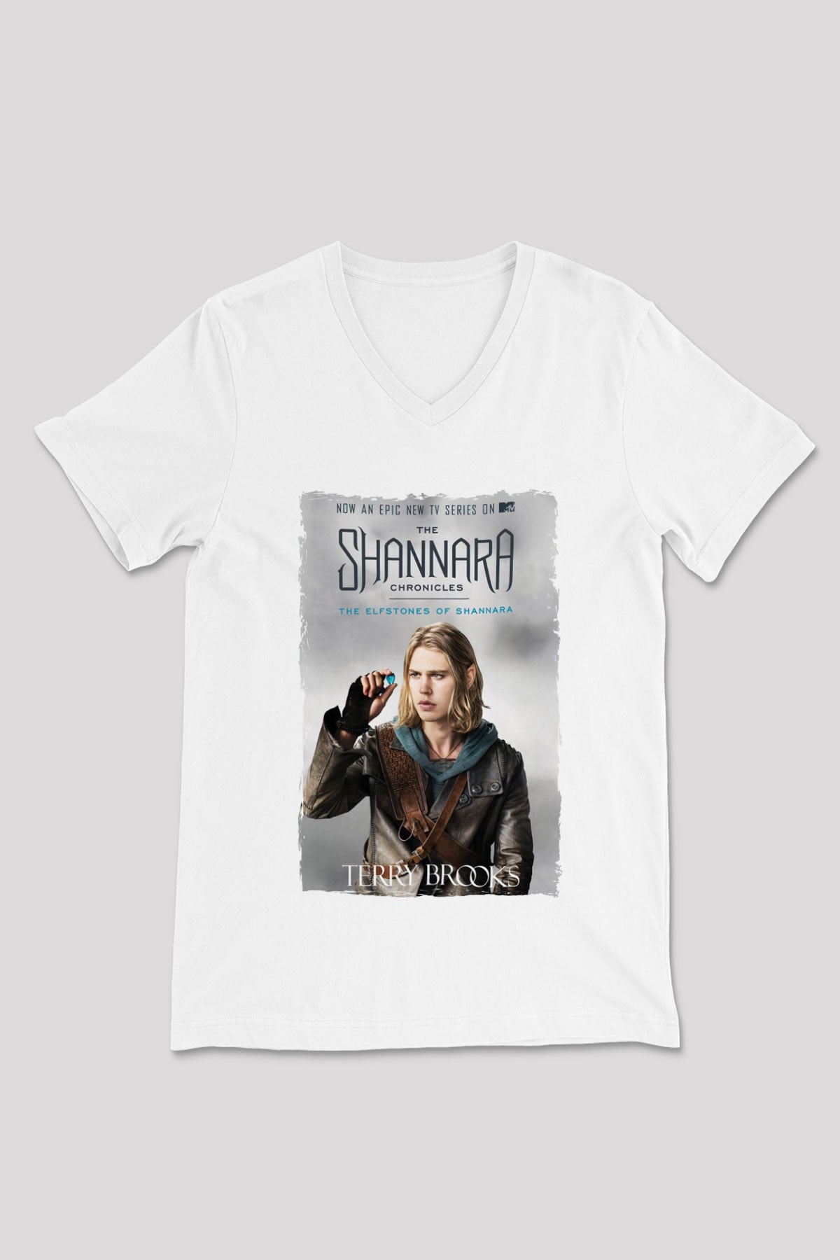 Shannara Chronicles Beyaz Unisex V Yaka Tişört