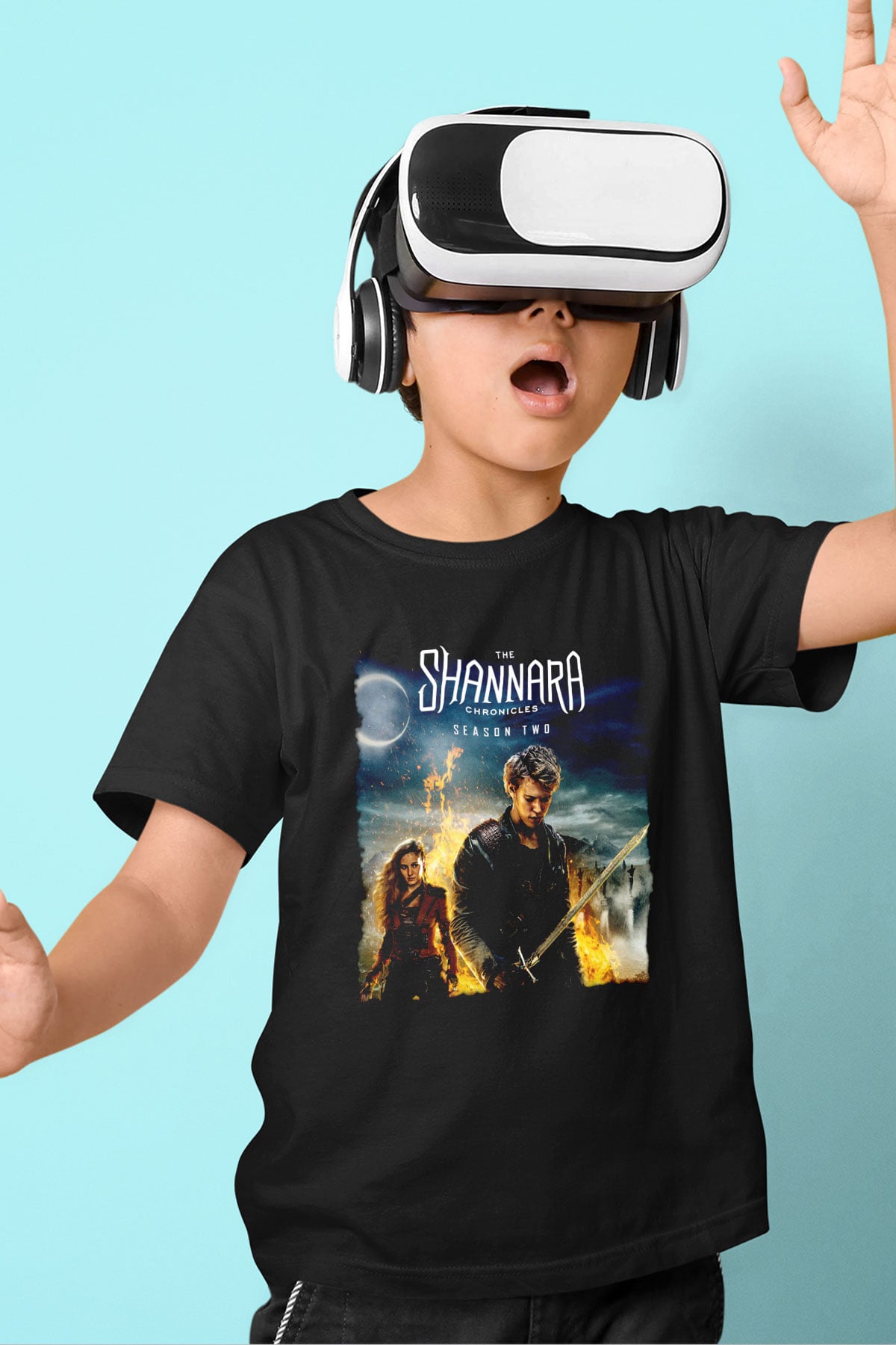 Shannara Chronicles Siyah Unisex Çocuk Tişört