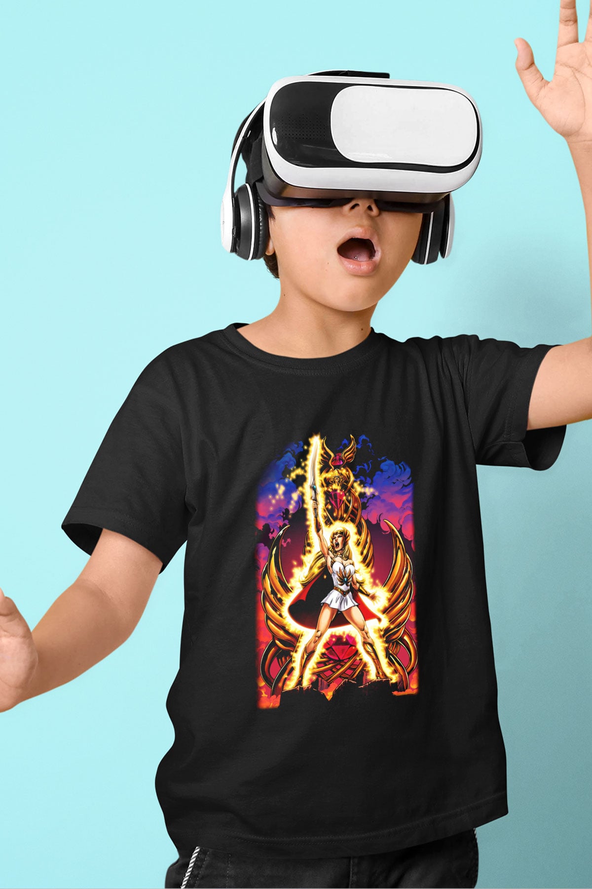 She-Ra Baskılı Siyah Unisex Çocuk Tişört