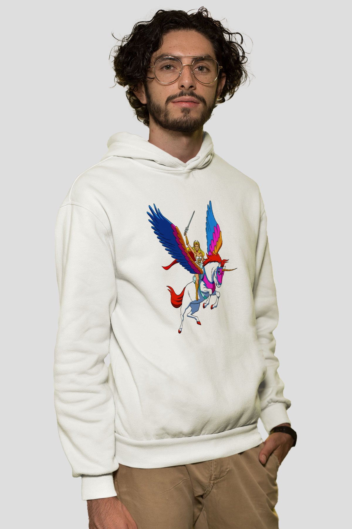She-Ra Beyaz Unisex Kapşonlu Sweatshirt