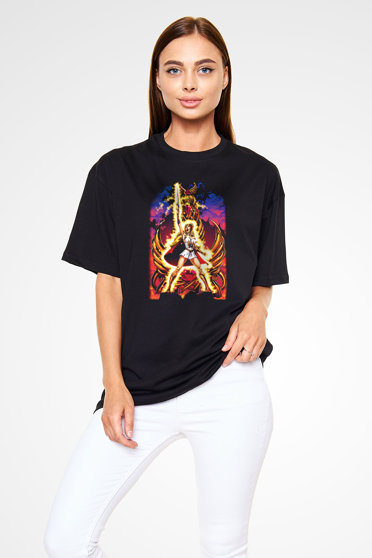 She-Ra Siyah Unisex Oversize Tişört