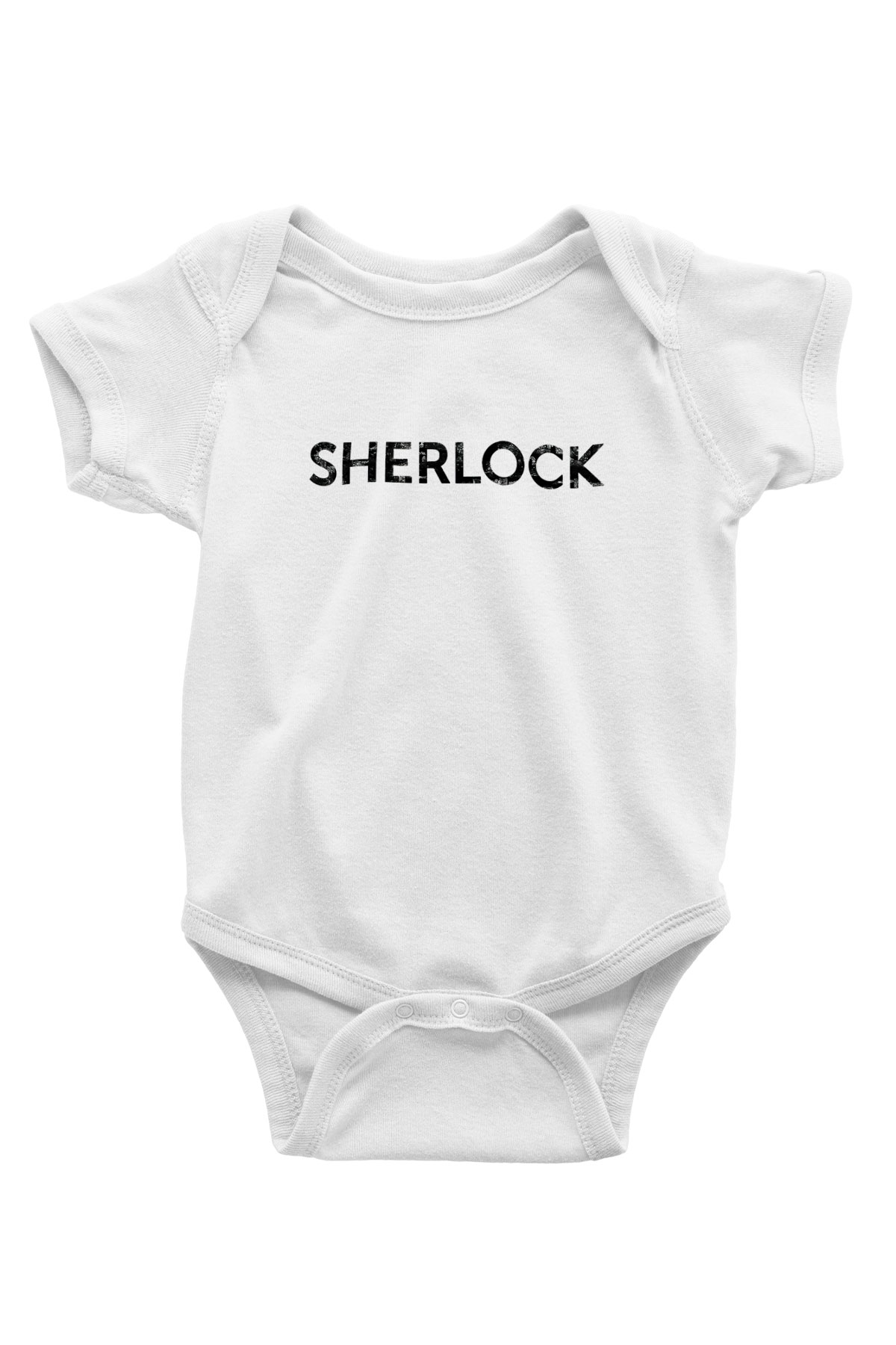 Sherlock Baskılı Beyaz Unisex Bebek Body - Zıbın