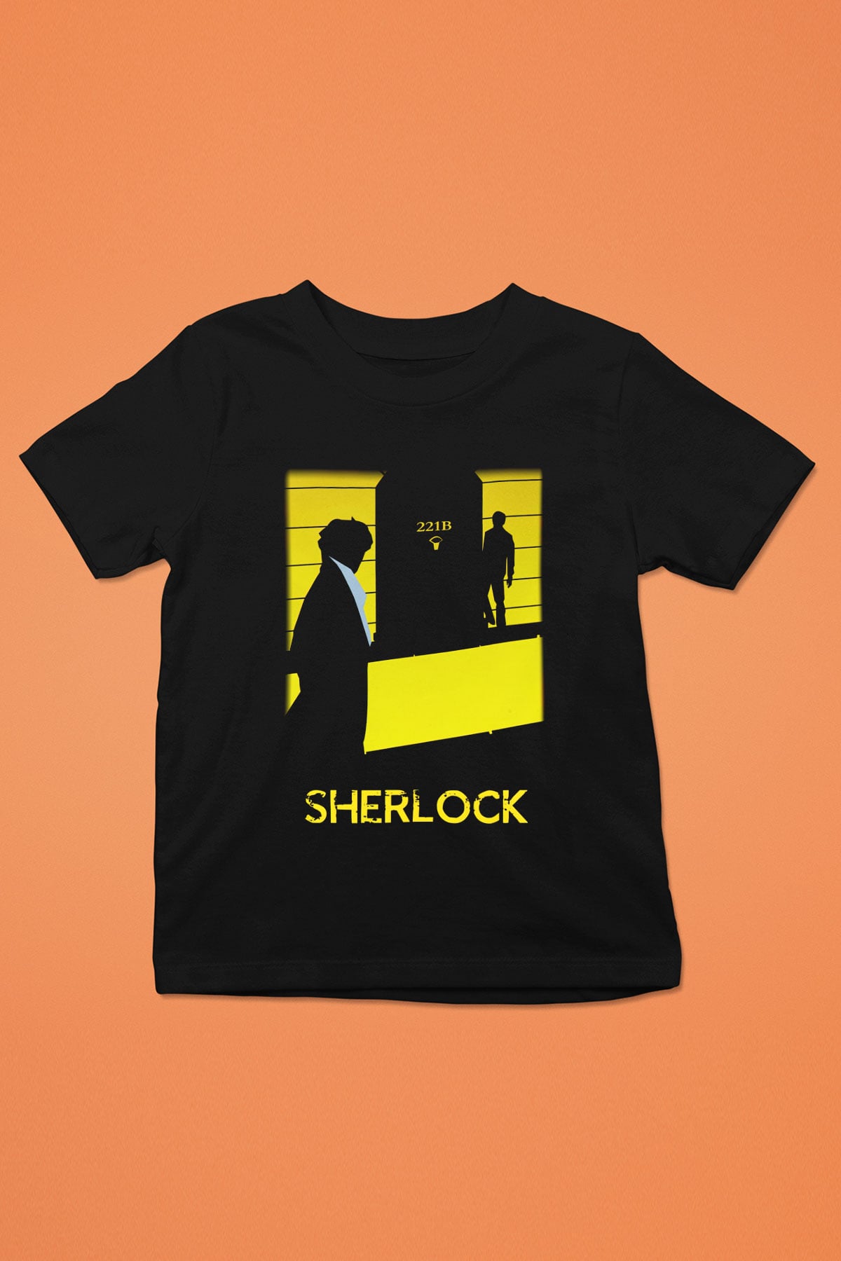 Sherlock Baskılı Siyah Unisex Çocuk Tişört