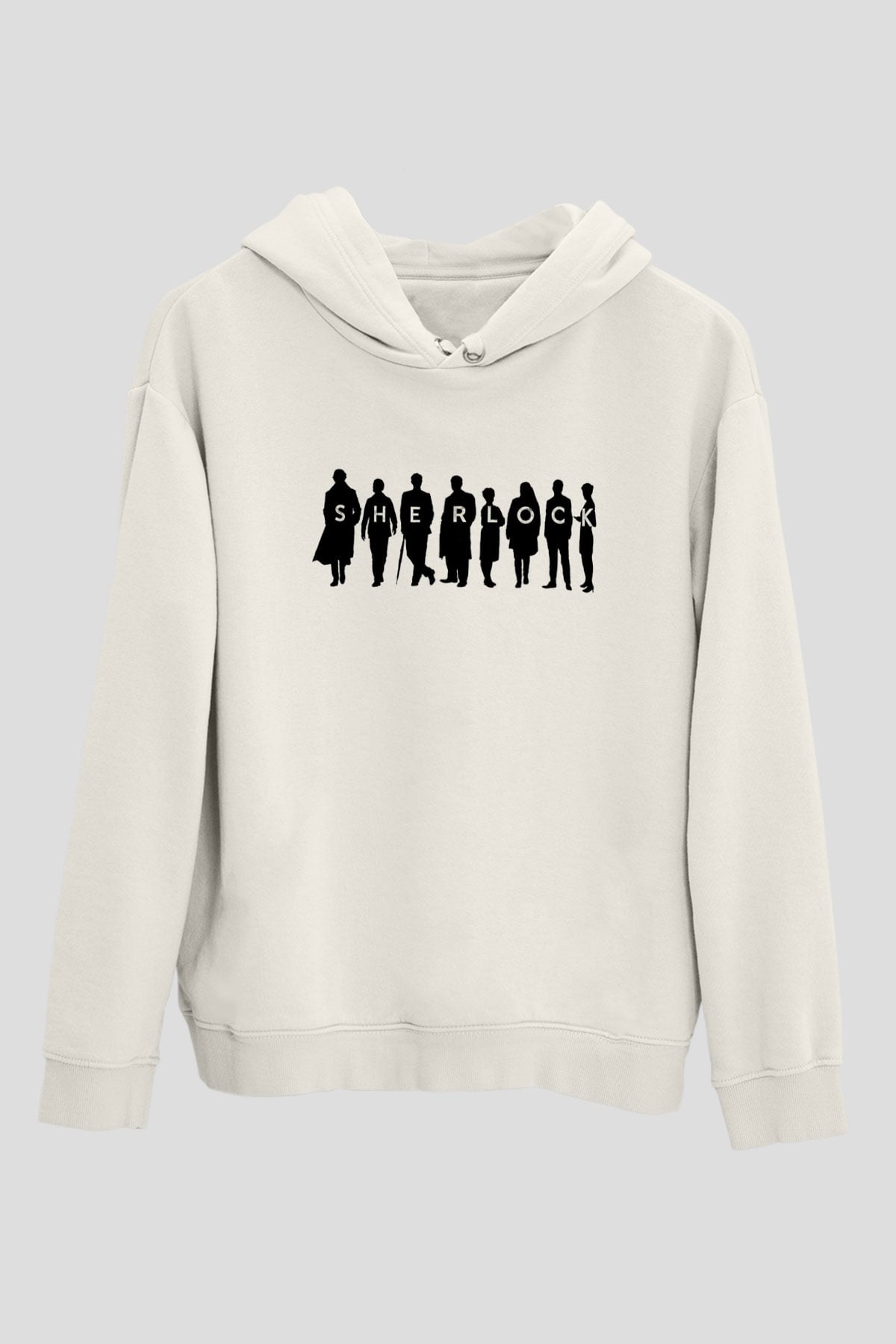 Sherlock Beyaz Unisex Kapşonlu Sweatshirt