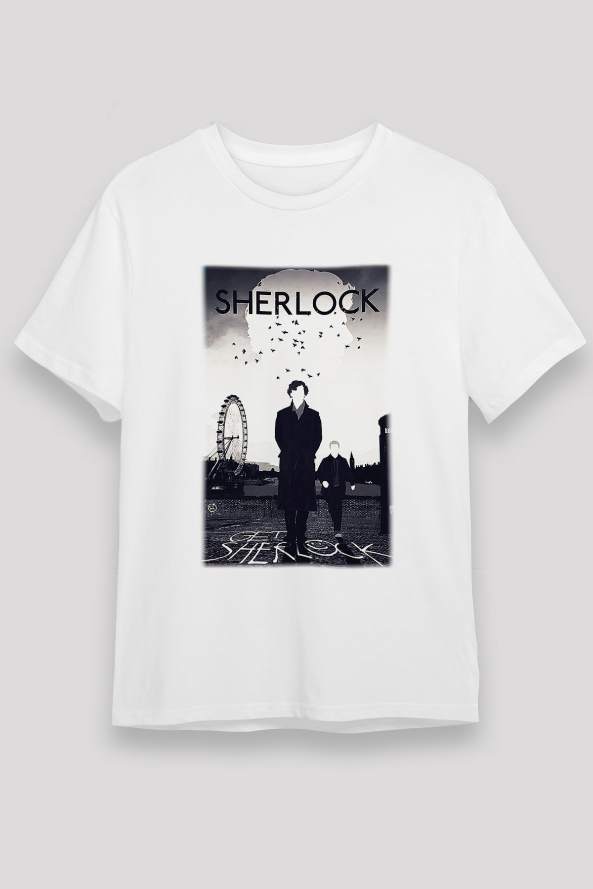 Sherlock Beyaz Unisex Tişört T-Shirt
