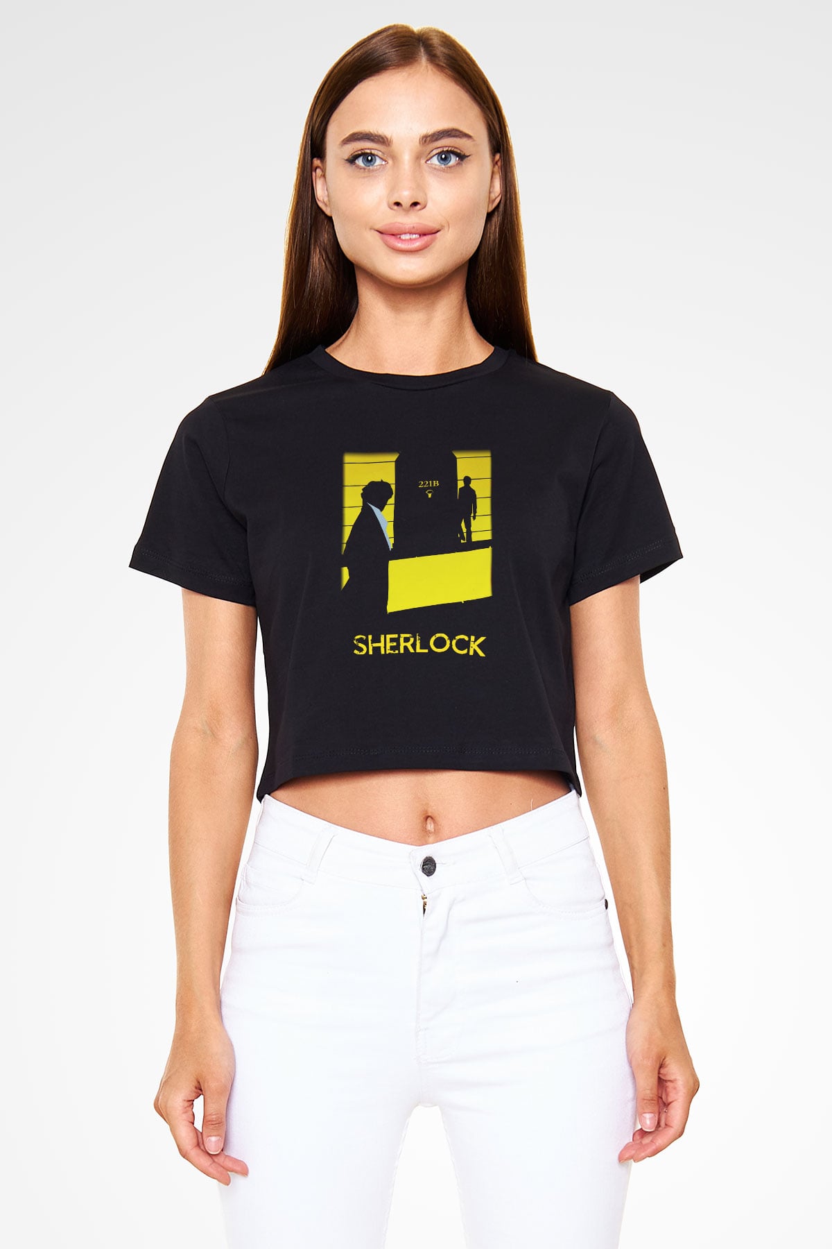 Sherlock Siyah Crop Top Tişört