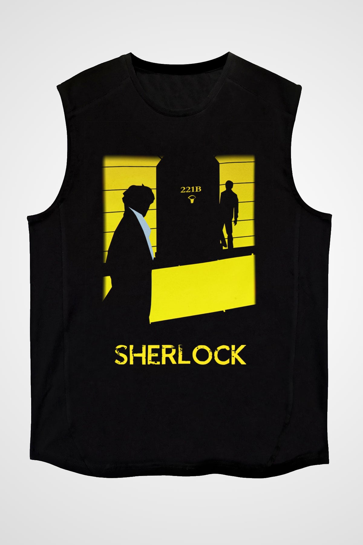 Sherlock Siyah Unisex Kolsuz Tişört