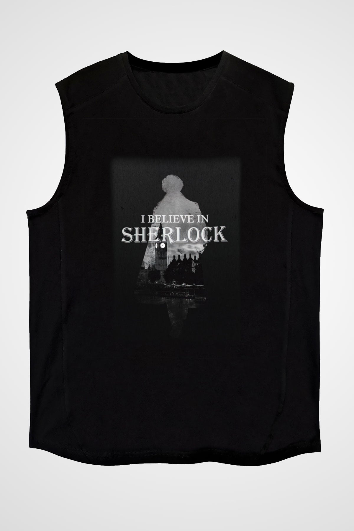 Sherlock Siyah Unisex Kolsuz Tişört