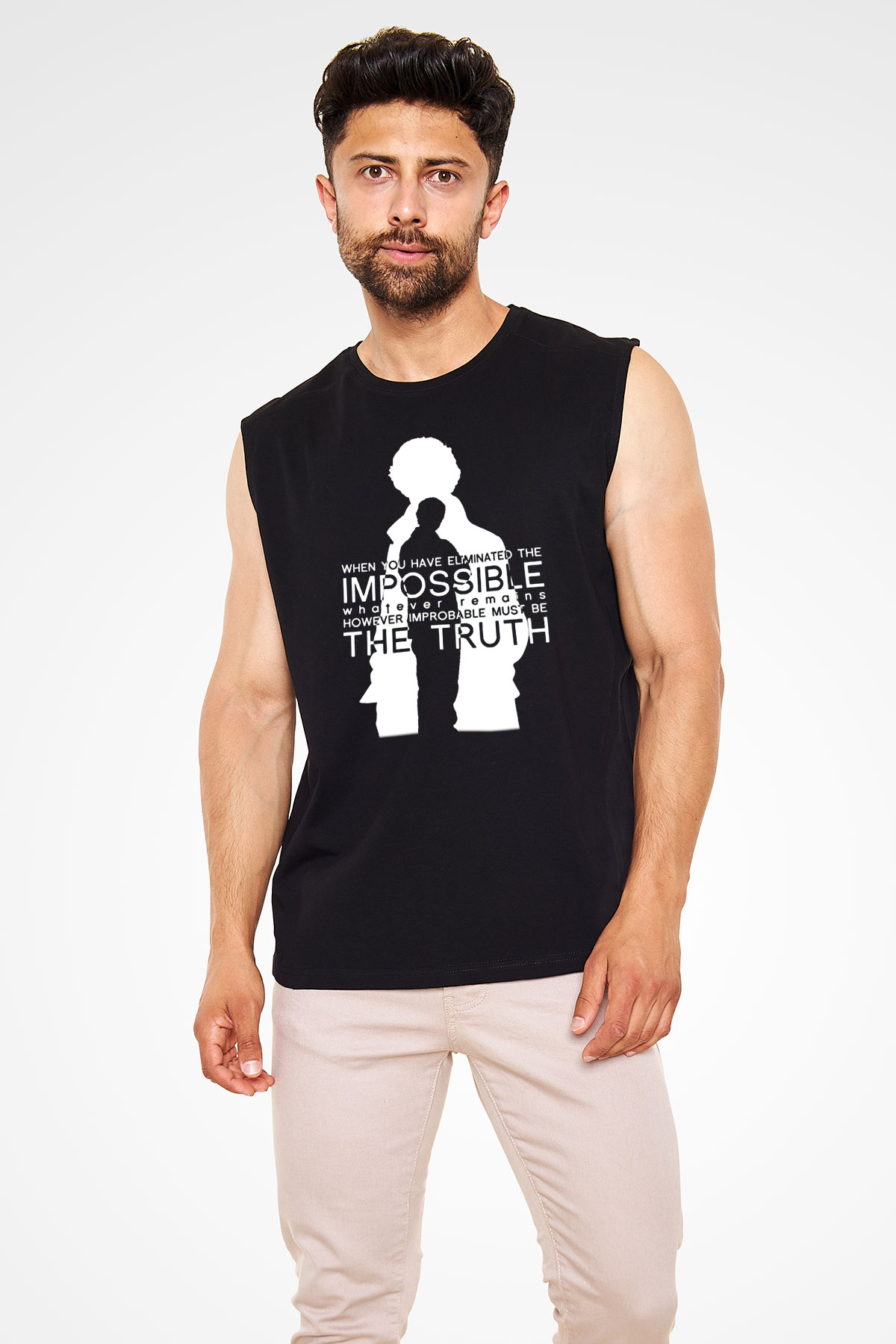 Sherlock Siyah Unisex Kolsuz Tişört