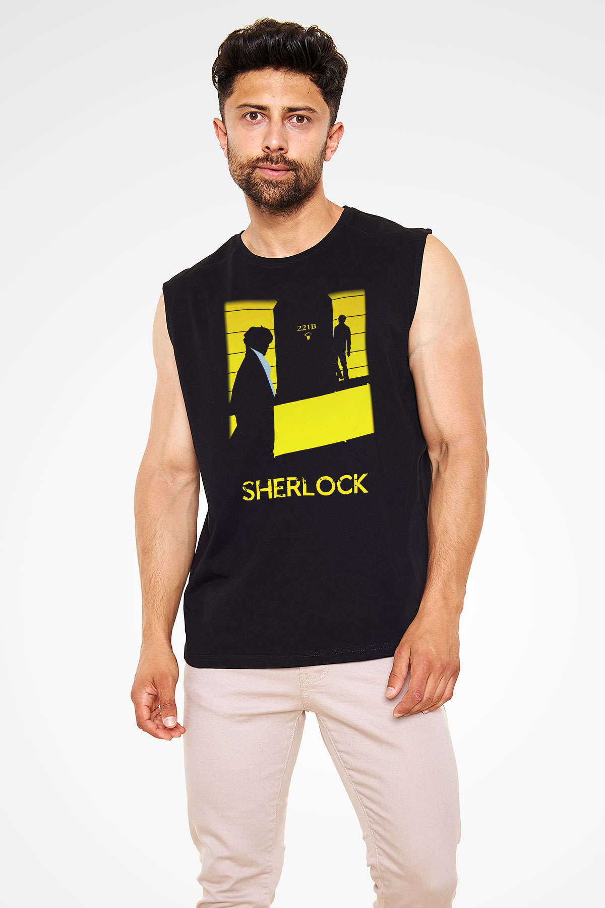 Sherlock Siyah Unisex Kolsuz Tişört