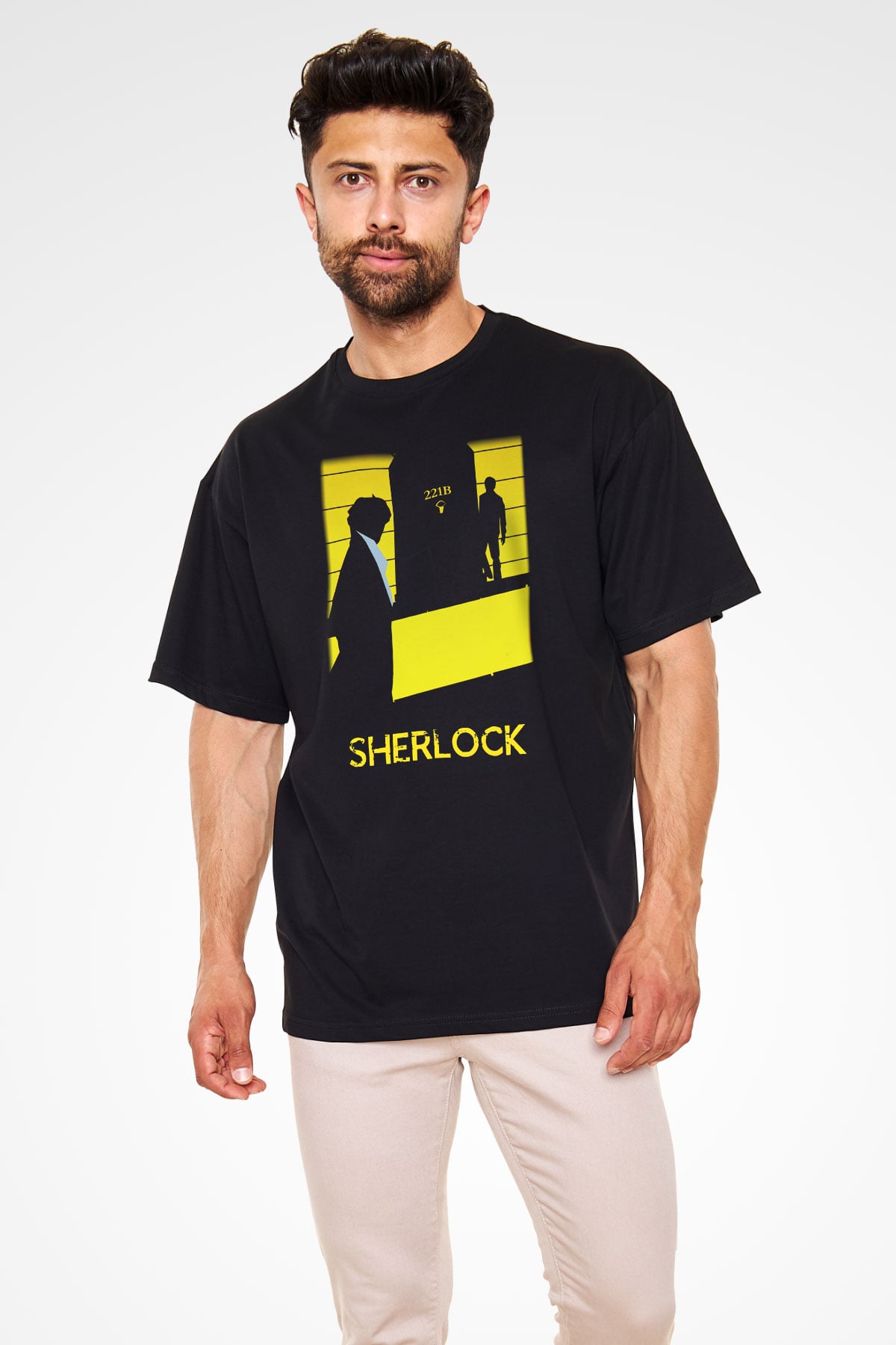 Sherlock Siyah Unisex Oversize Tişört T-Shirt