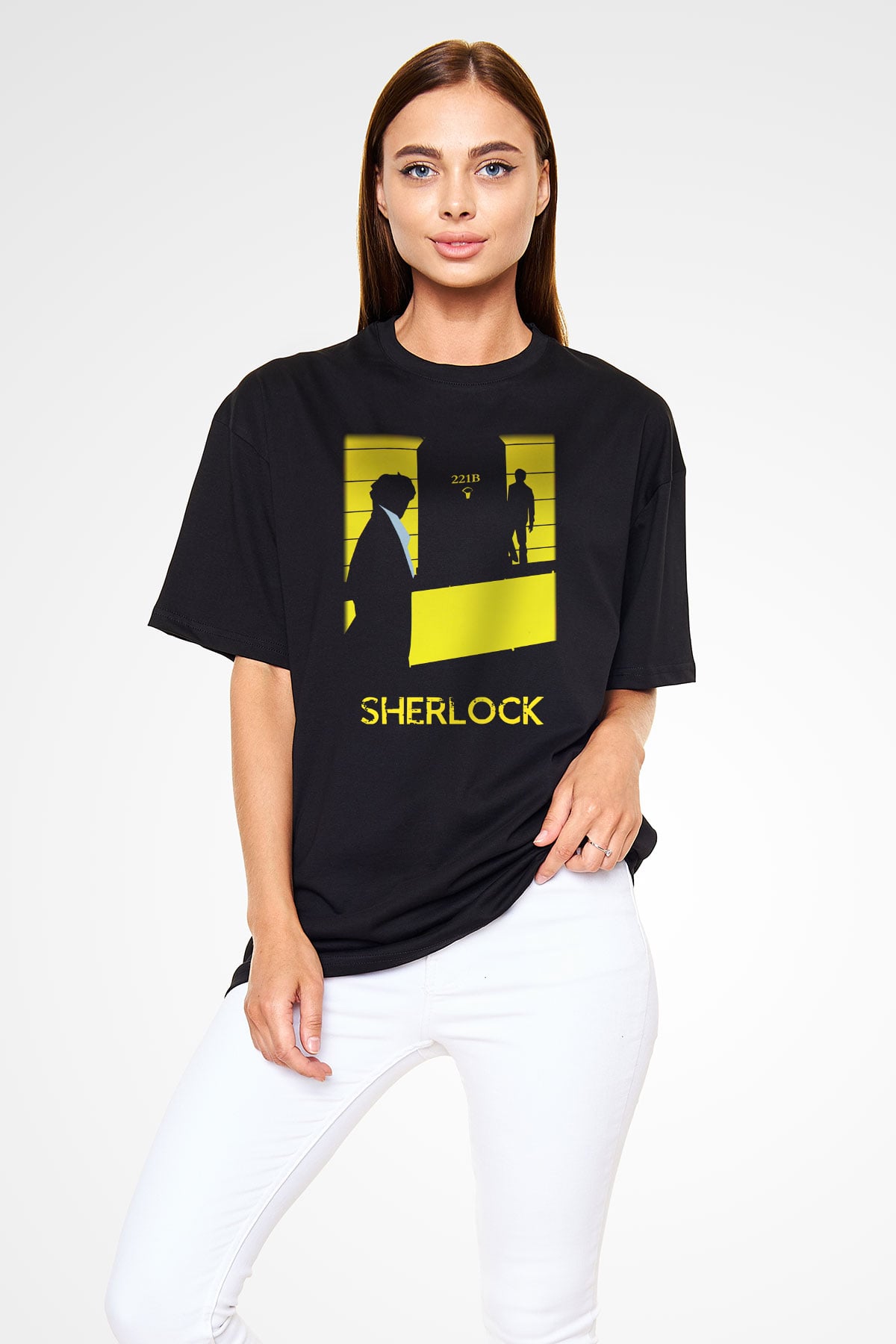 Sherlock Siyah Unisex Oversize Tişört T-Shirt