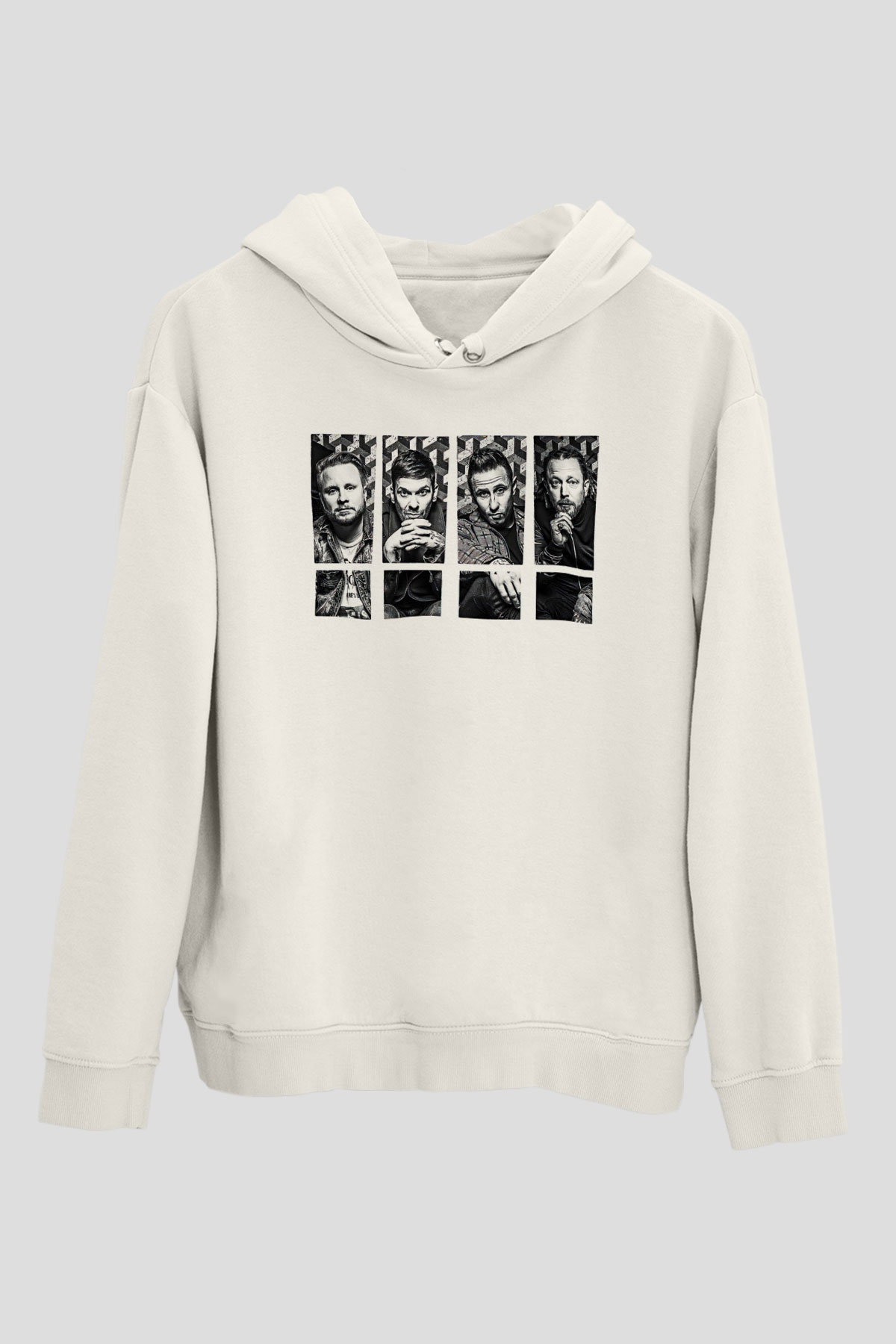 Shinedown Baskılı Beyaz Unisex Kapüşonlu Sweatshirt