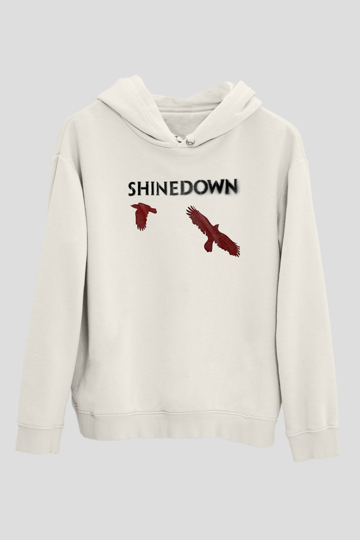 Shinedown Baskılı Beyaz Unisex Kapüşonlu Sweatshirt