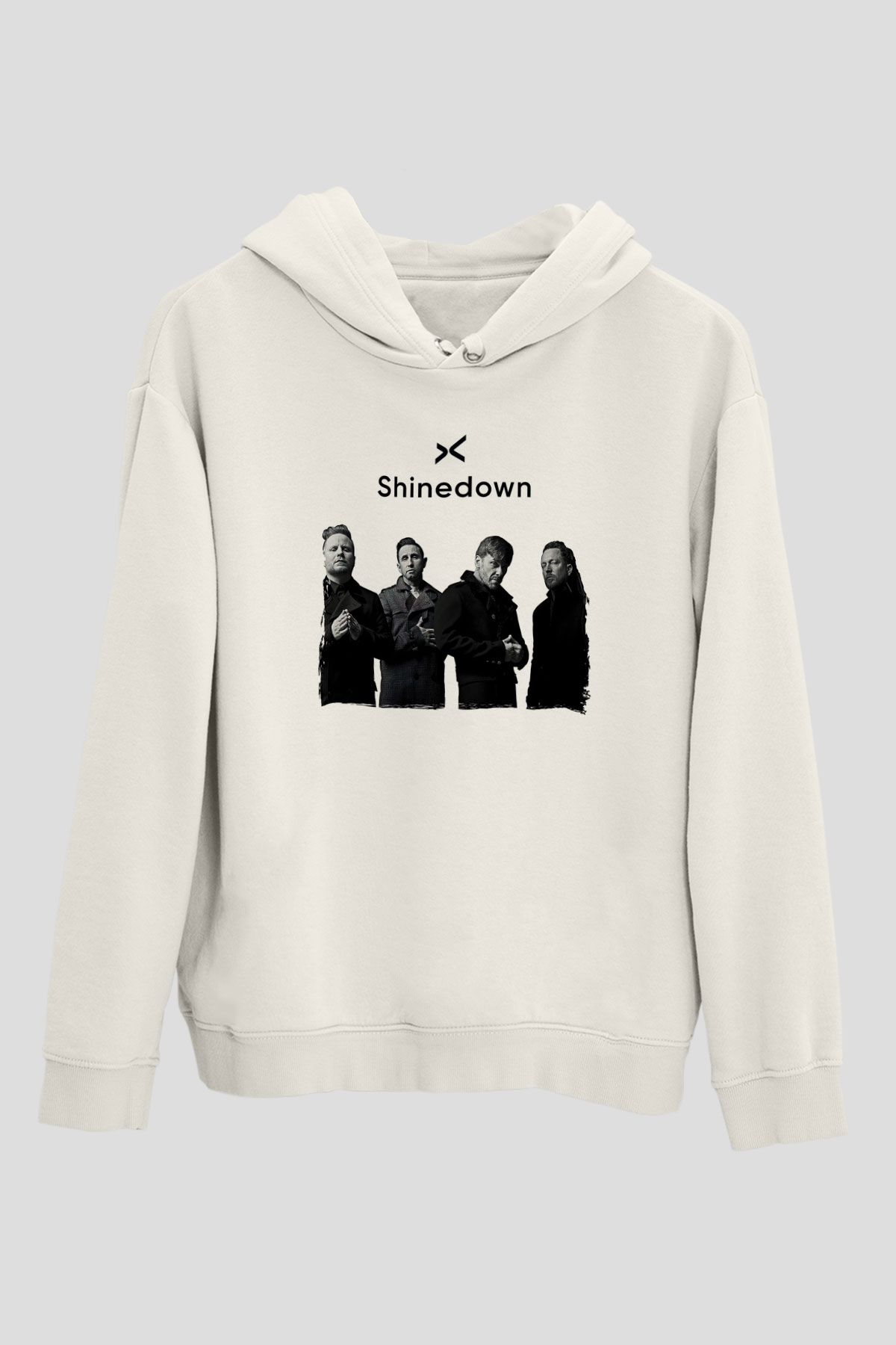 Shinedown Baskılı Beyaz Unisex Kapüşonlu Sweatshirt