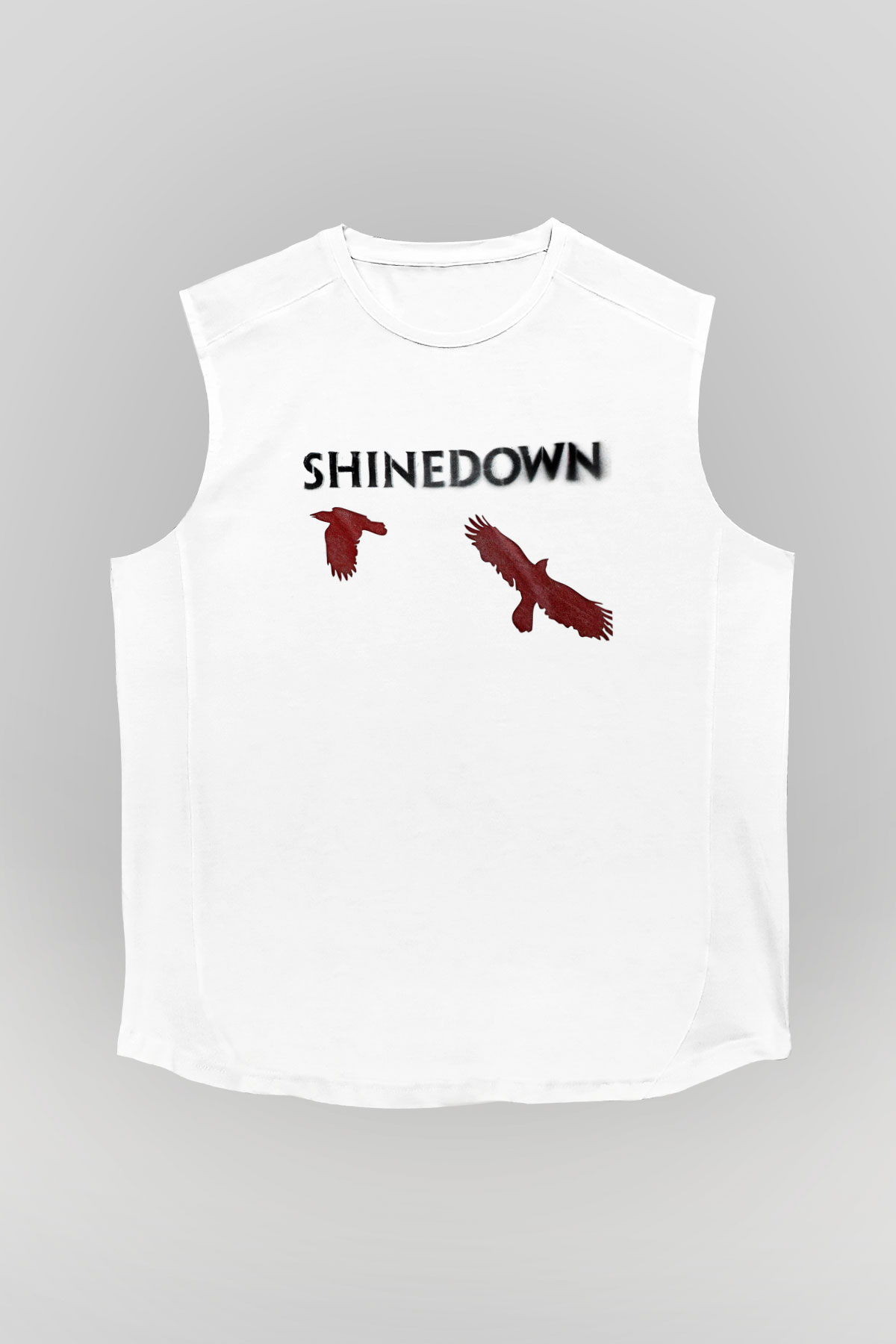 Shinedown Baskılı Beyaz Unisex Kolsuz Tişört - Tshirt