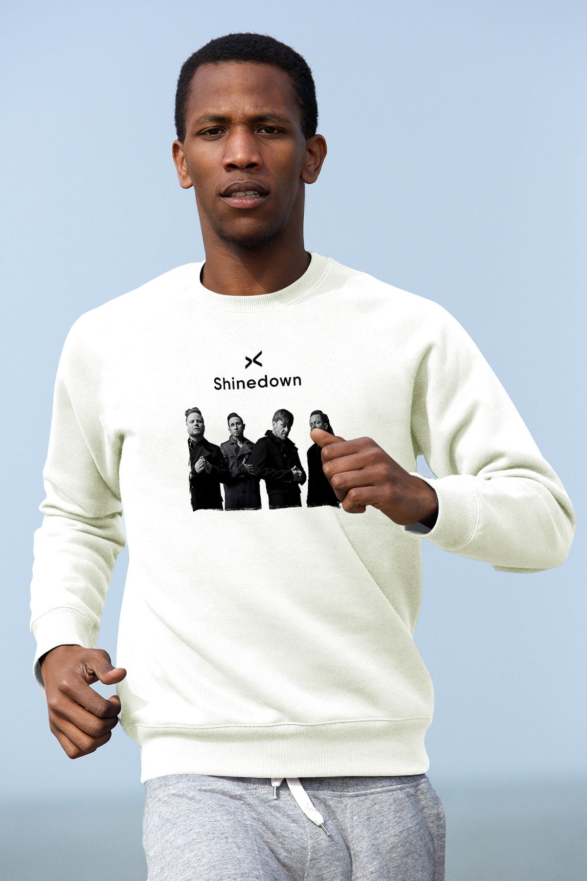 Shinedown Baskılı Beyaz Unisex Sweatshirt