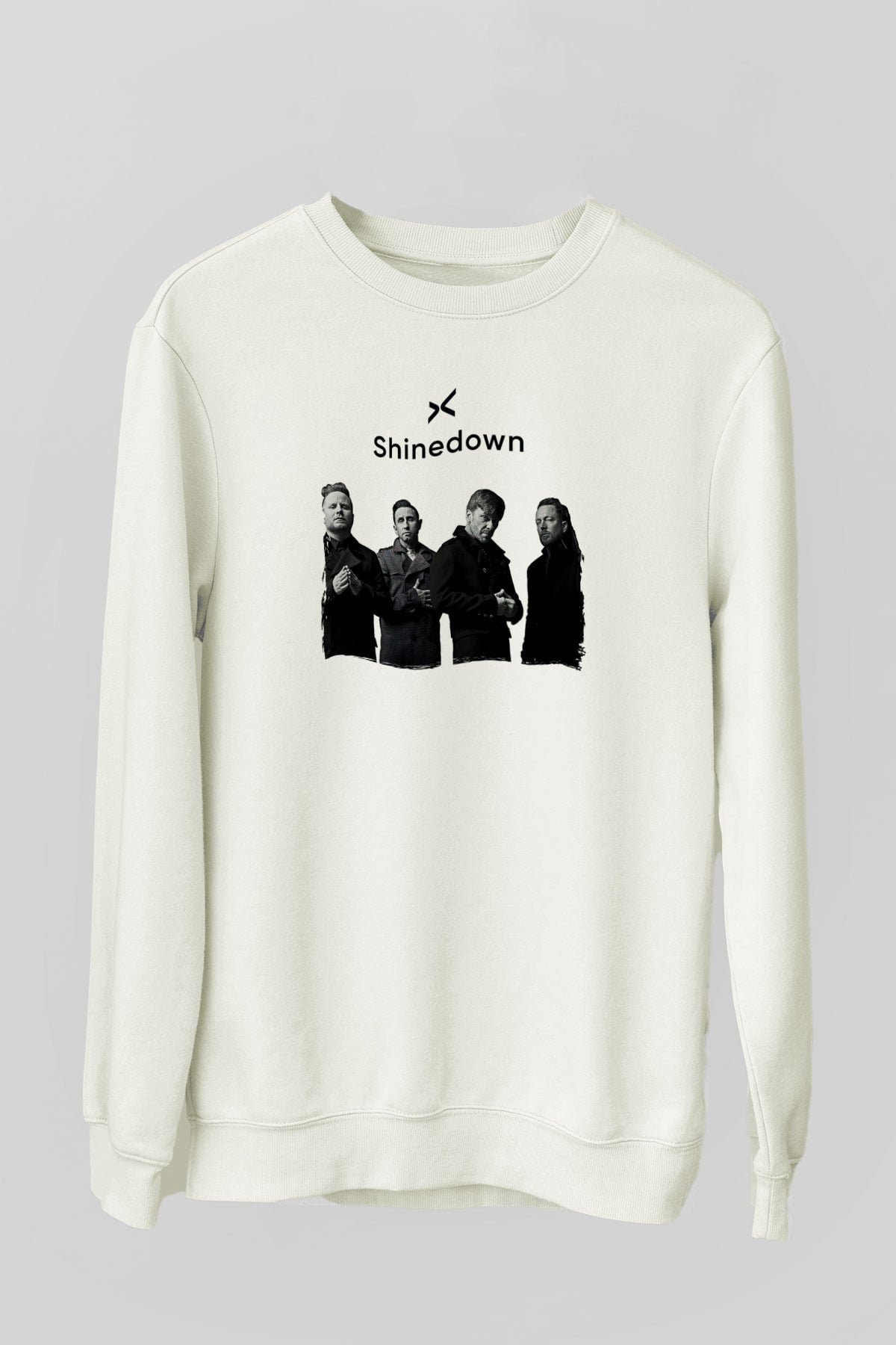 Shinedown Baskılı Beyaz Unisex Sweatshirt