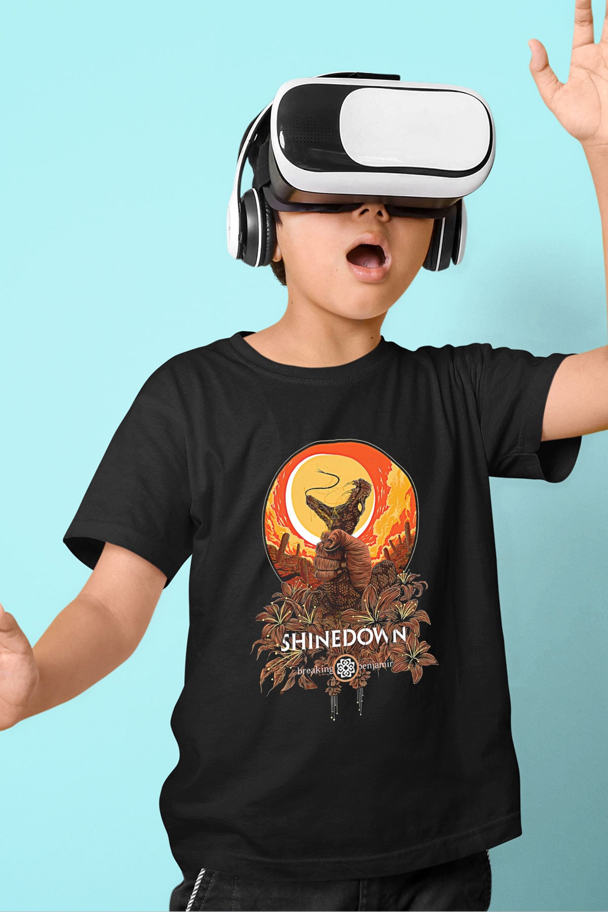 Shinedown Baskılı Unisex Siyah Çocuk Tişört - Tshirt