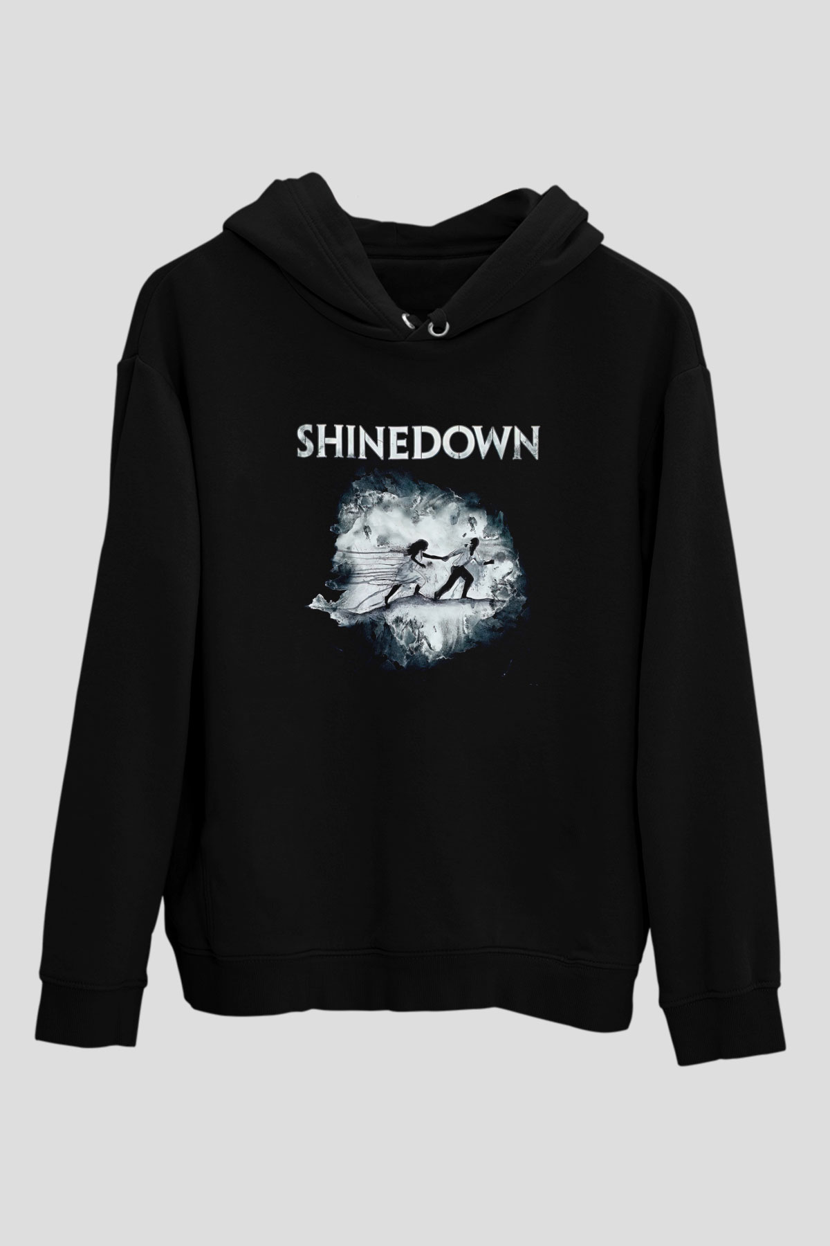 Shinedown Baskılı Unisex Siyah Kapüşonlu Sweatshirt