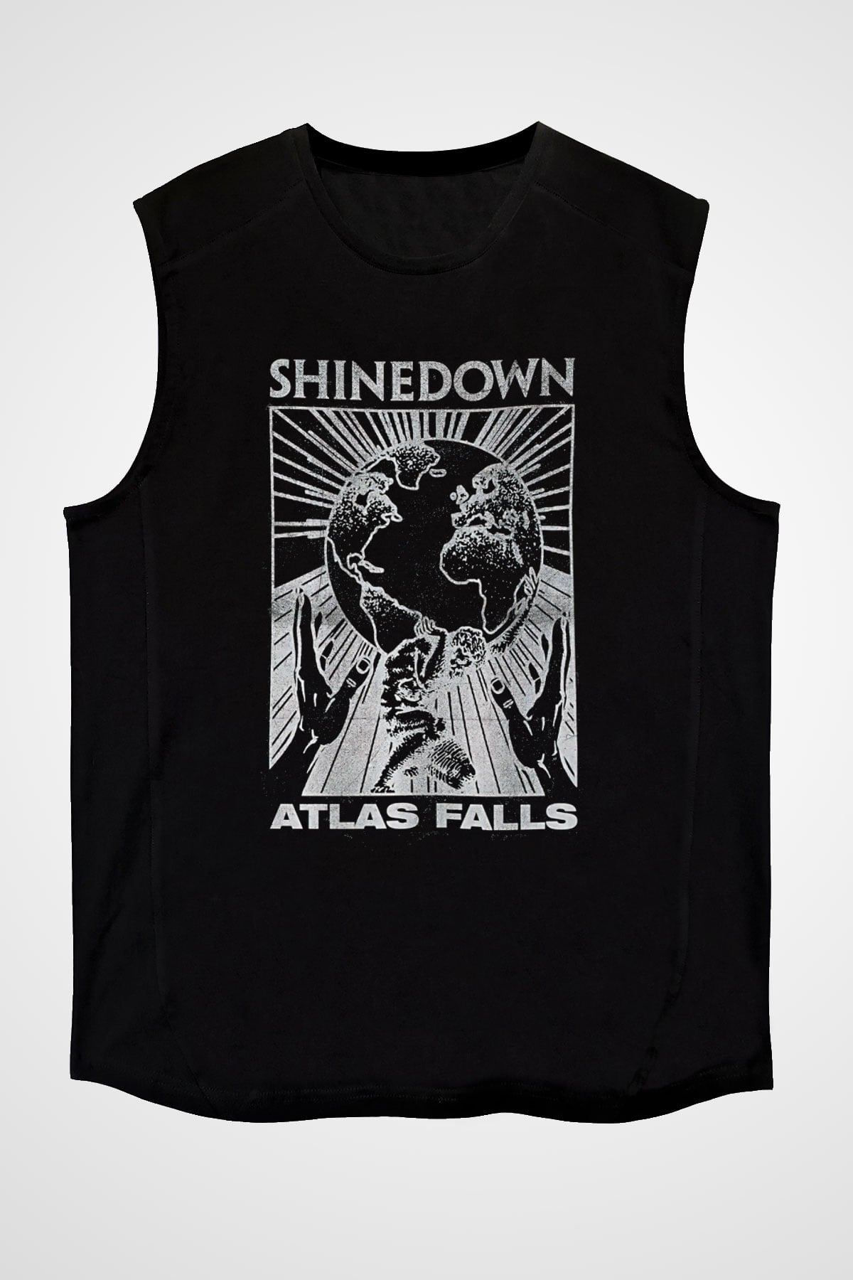 Shinedown Baskılı Unisex Siyah Kolsuz Tişört - Tshirt