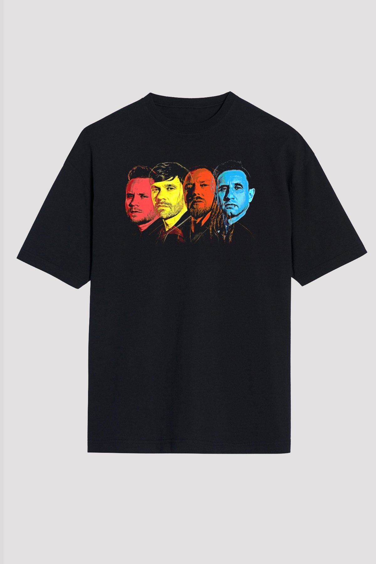 Shinedown Baskılı Unisex Siyah Oversize Tişört - Tshirt