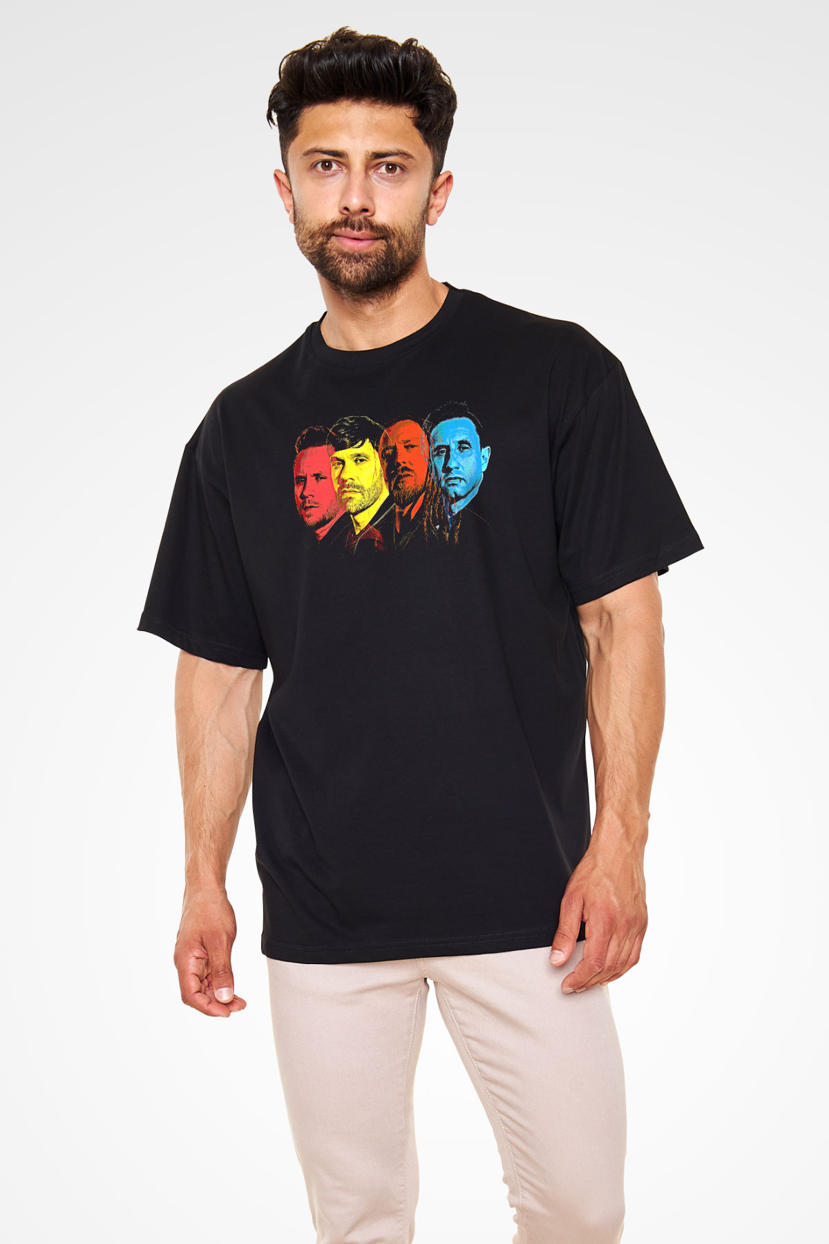 Shinedown Baskılı Unisex Siyah Oversize Tişört - Tshirt