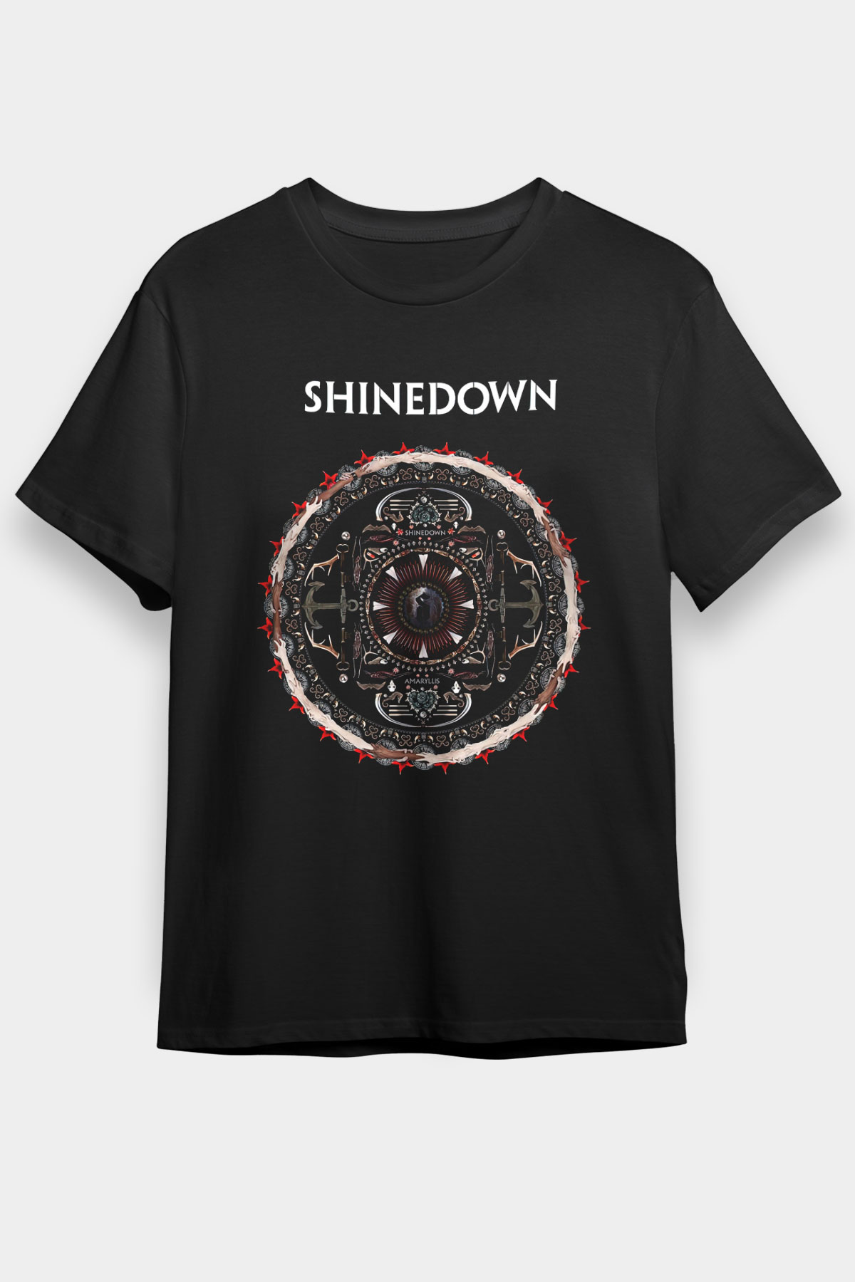 Shinedown Baskılı Unisex Siyah Tişört - Tshirt
