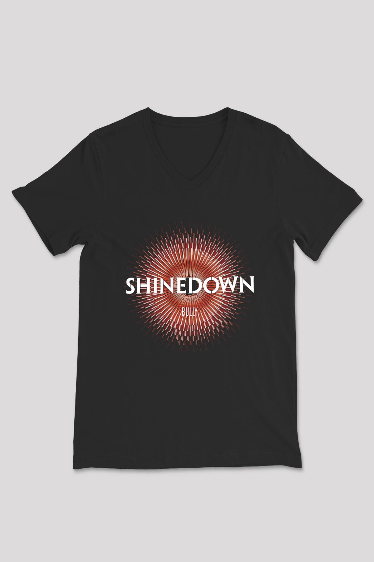 Shinedown Baskılı Unisex Siyah V Yaka Tişört - Tshirt